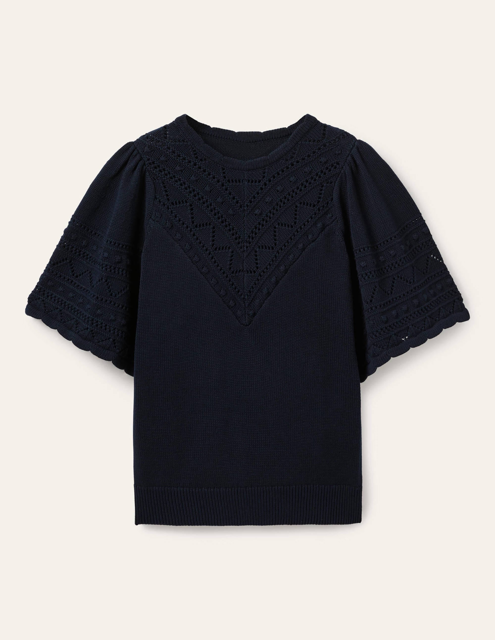 Häkel-Pullover mit weiten Ärmeln-Marineblau - Image 5