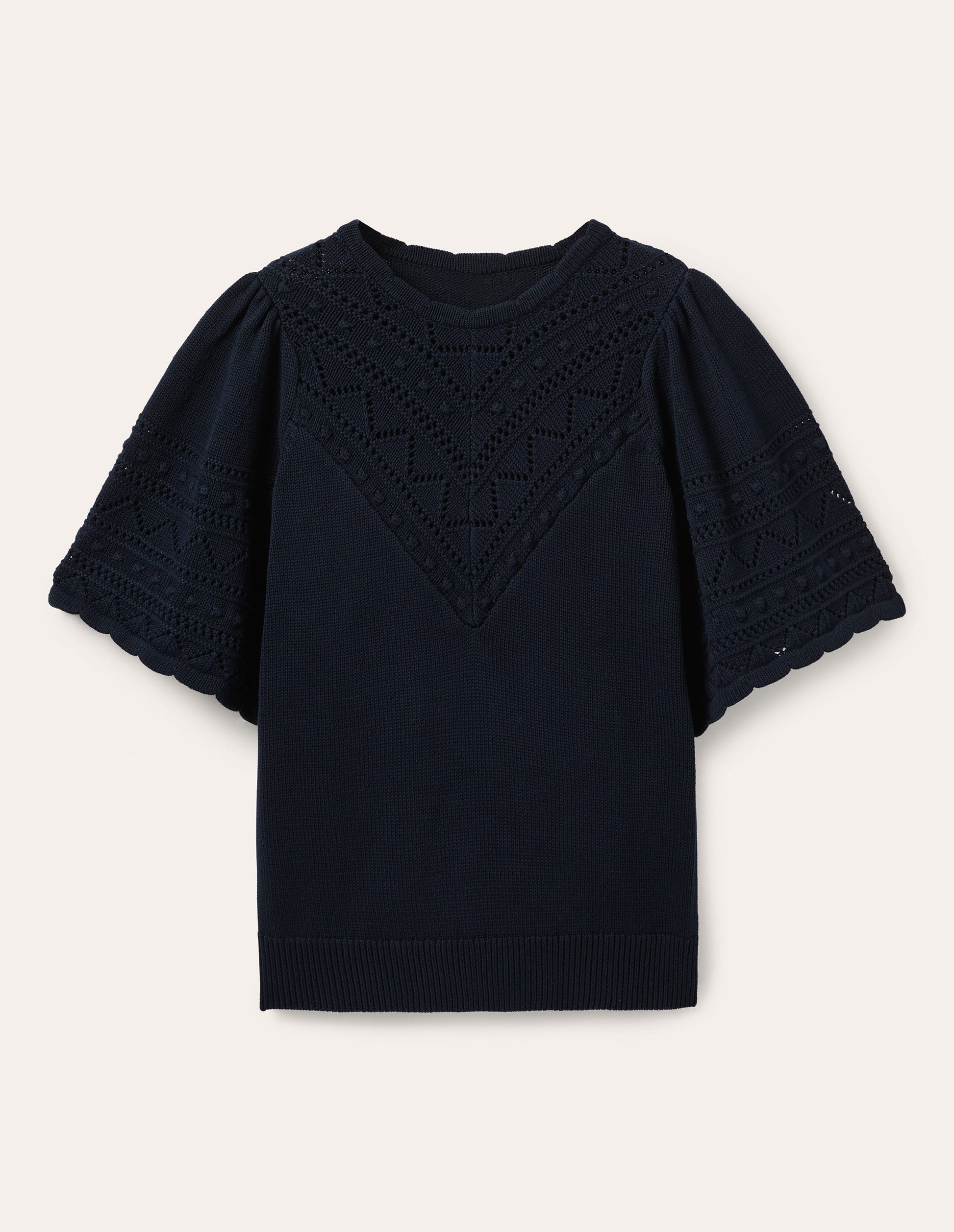 Häkel-Pullover mit weiten Ärmeln-Marineblau-1