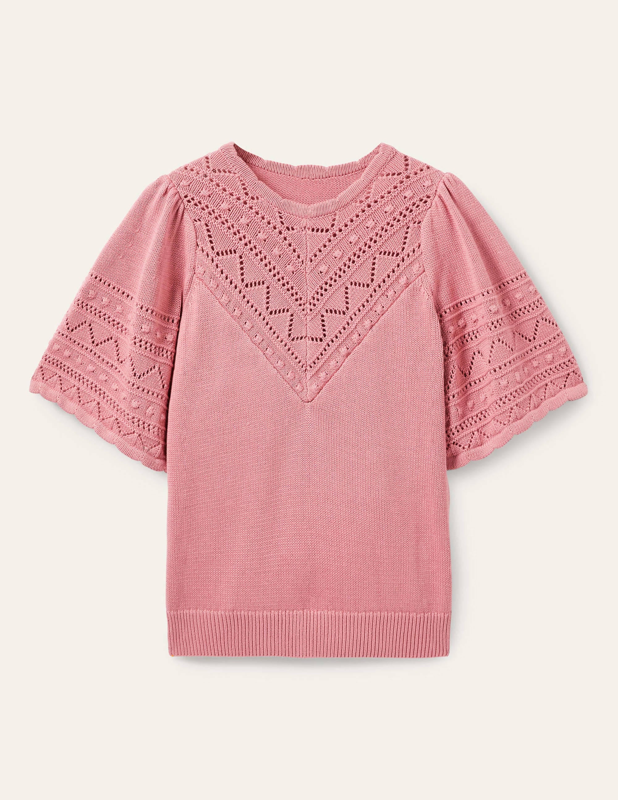 Häkel-Pullover mit weiten Ärmeln-Kirschblütenrosa - Image 5