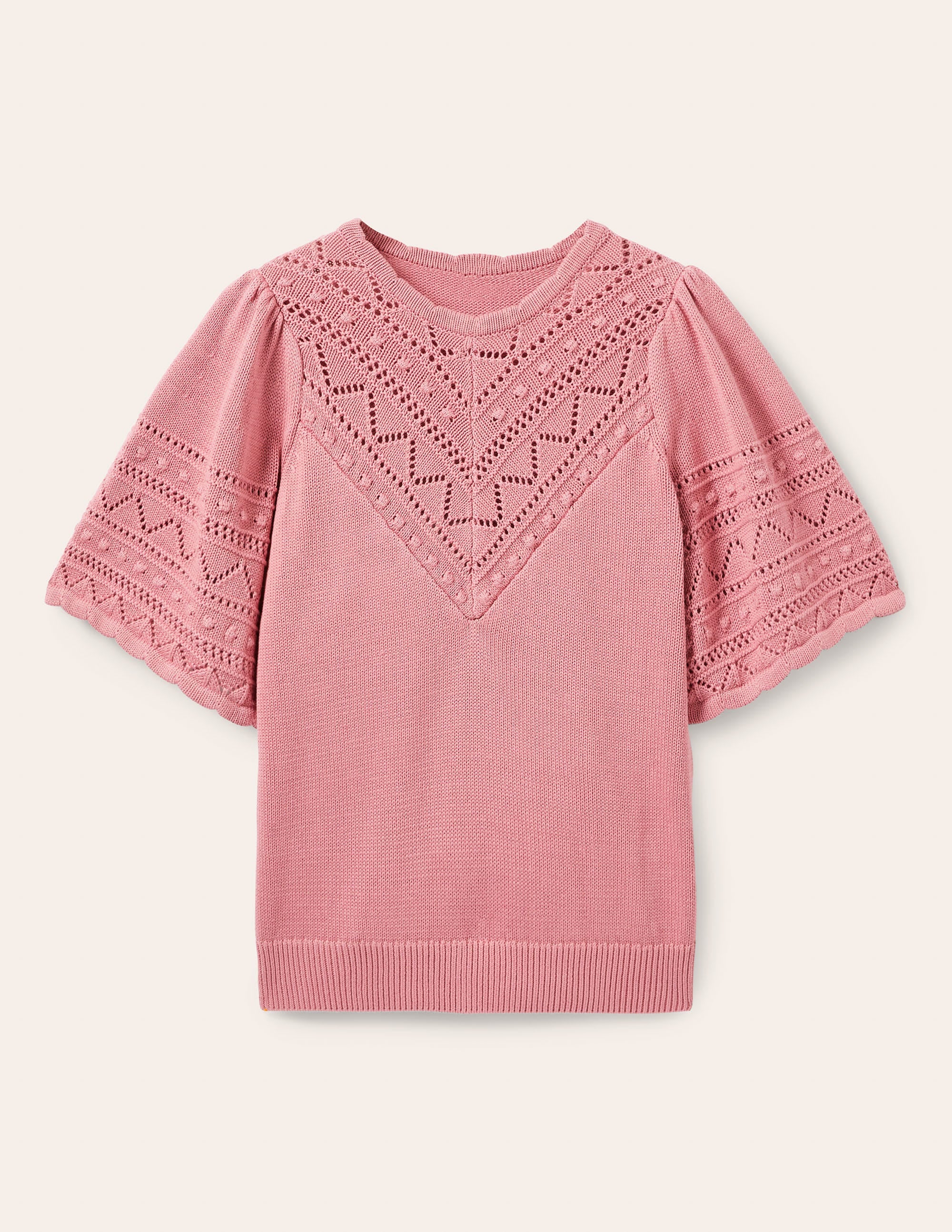 Häkel-Pullover mit weiten Ärmeln-Kirschblütenrosa - Image 1