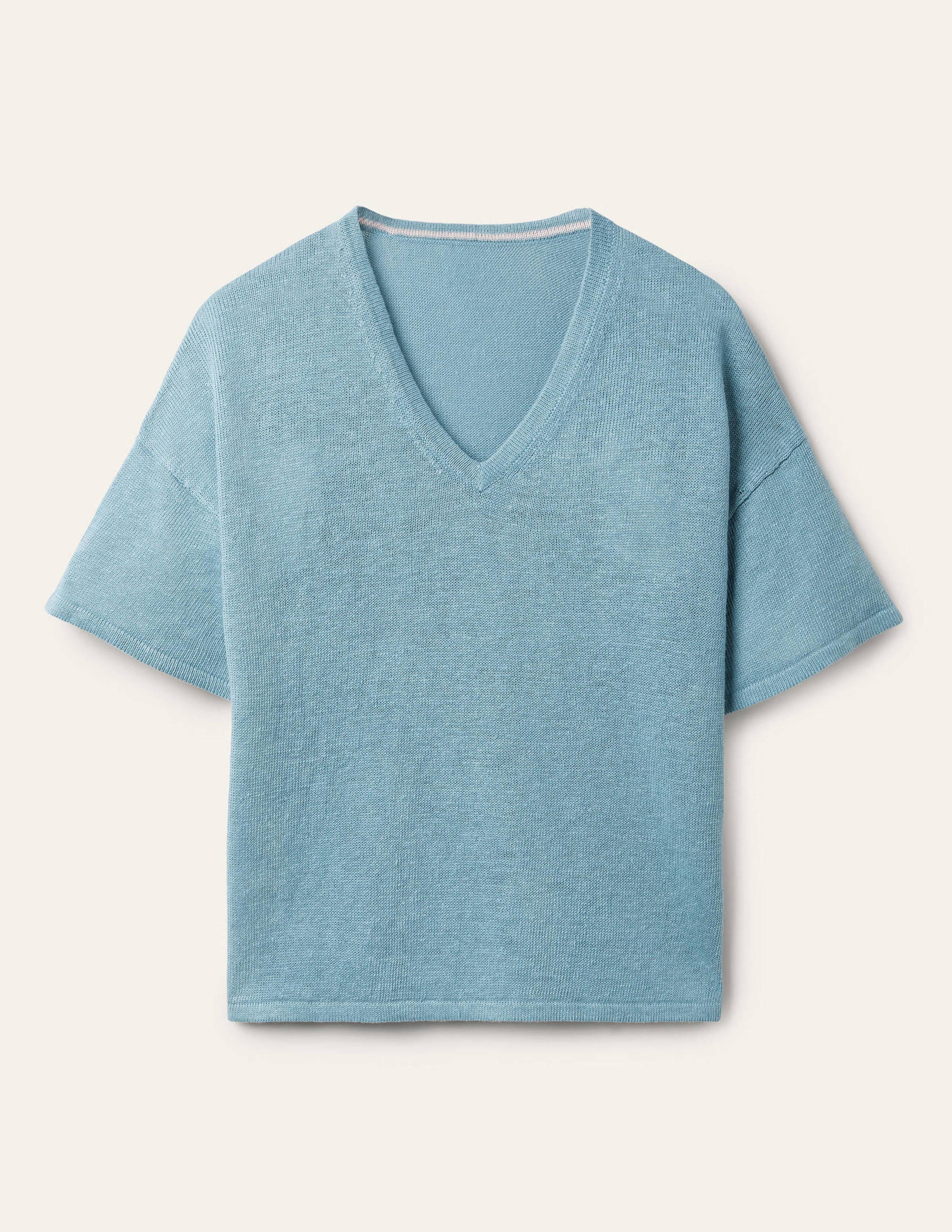 T-shirt col V en lin-Pied d'alouette-6