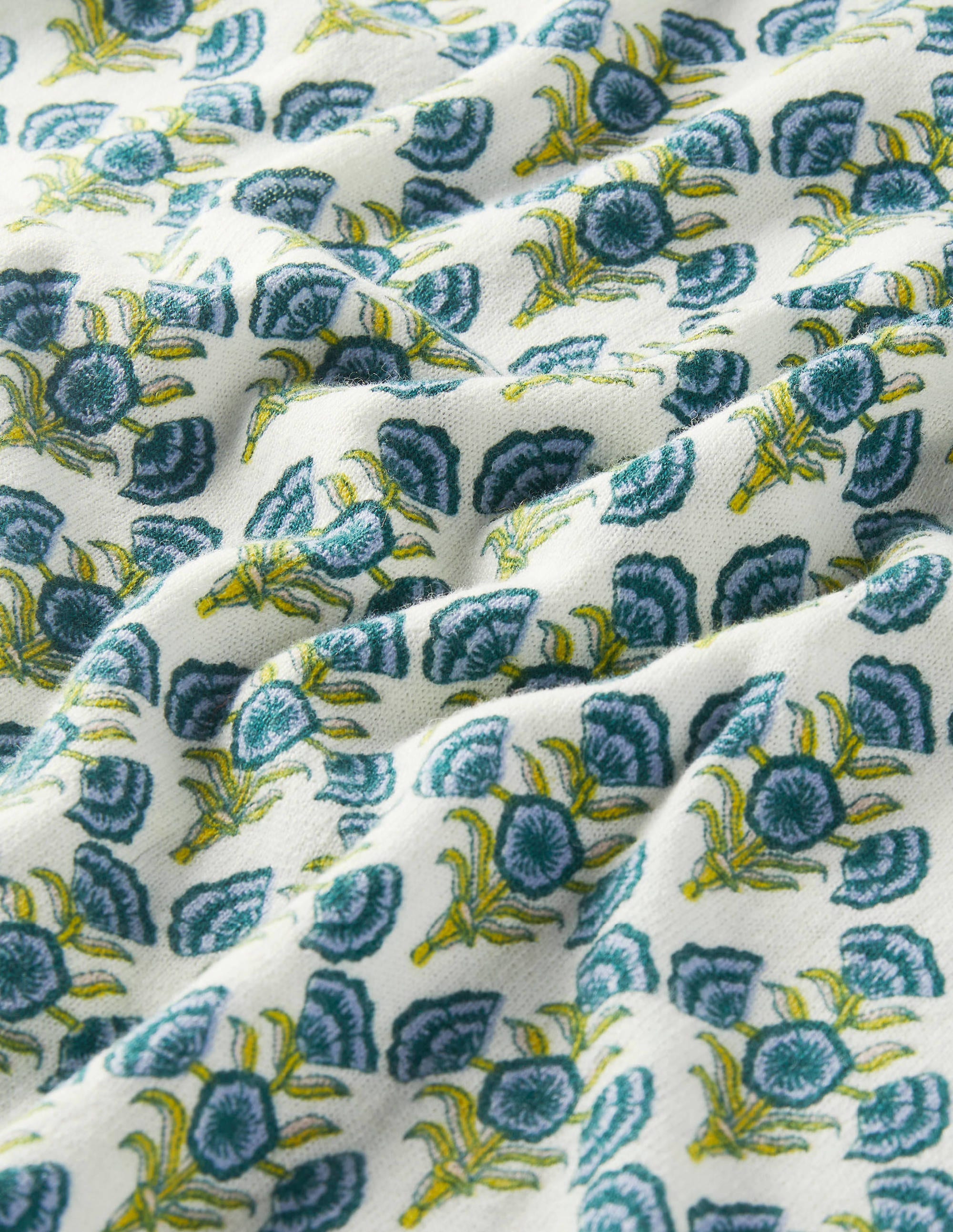 Gemustertes Stricktop mit Rundhalsausschnitt-Vergissmeinnicht-Blau, Geometrisches Blumenmuster - Image 6
