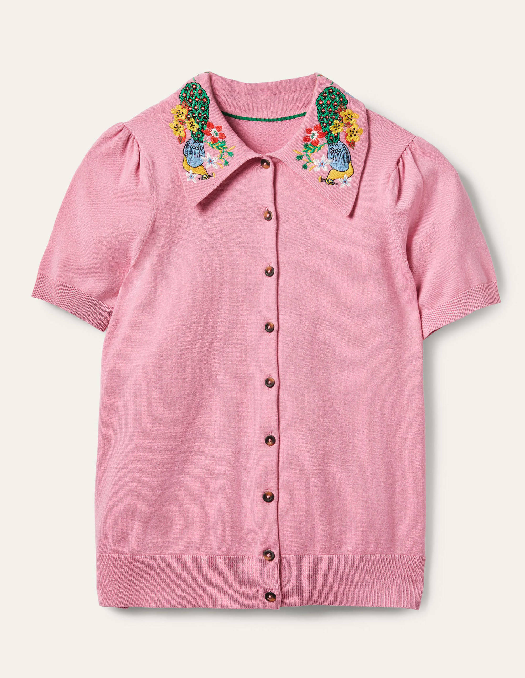 Cardigan mit besticktem Kragen-Blümchenrosa - Image 6
