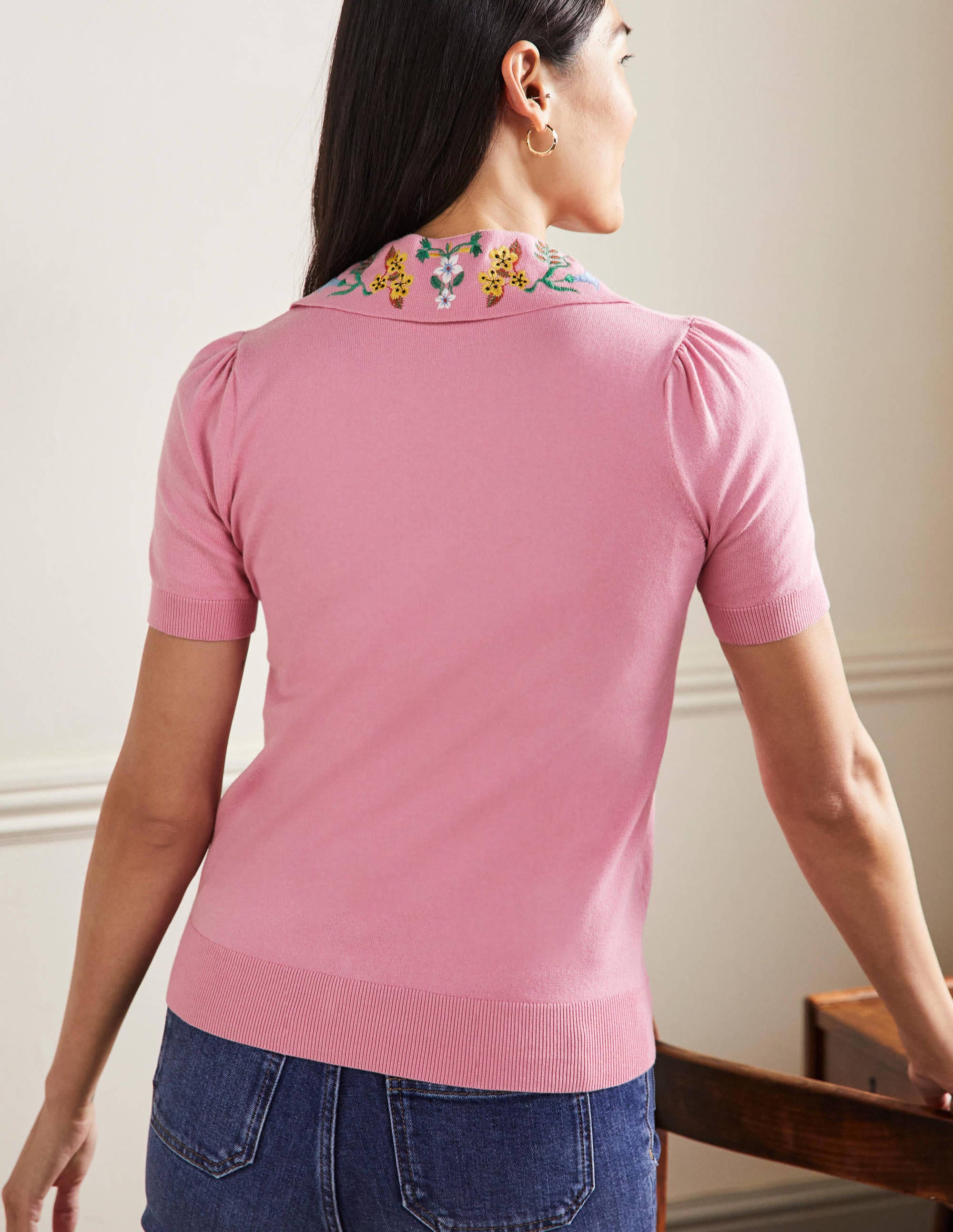 Cardigan mit besticktem Kragen-Blümchenrosa - Image 3