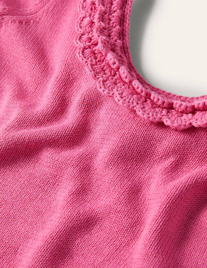 Strick-T-Shirt mit gehäkelter Muschelborte-Erdbeer-Daiquiri-Rosa-5
