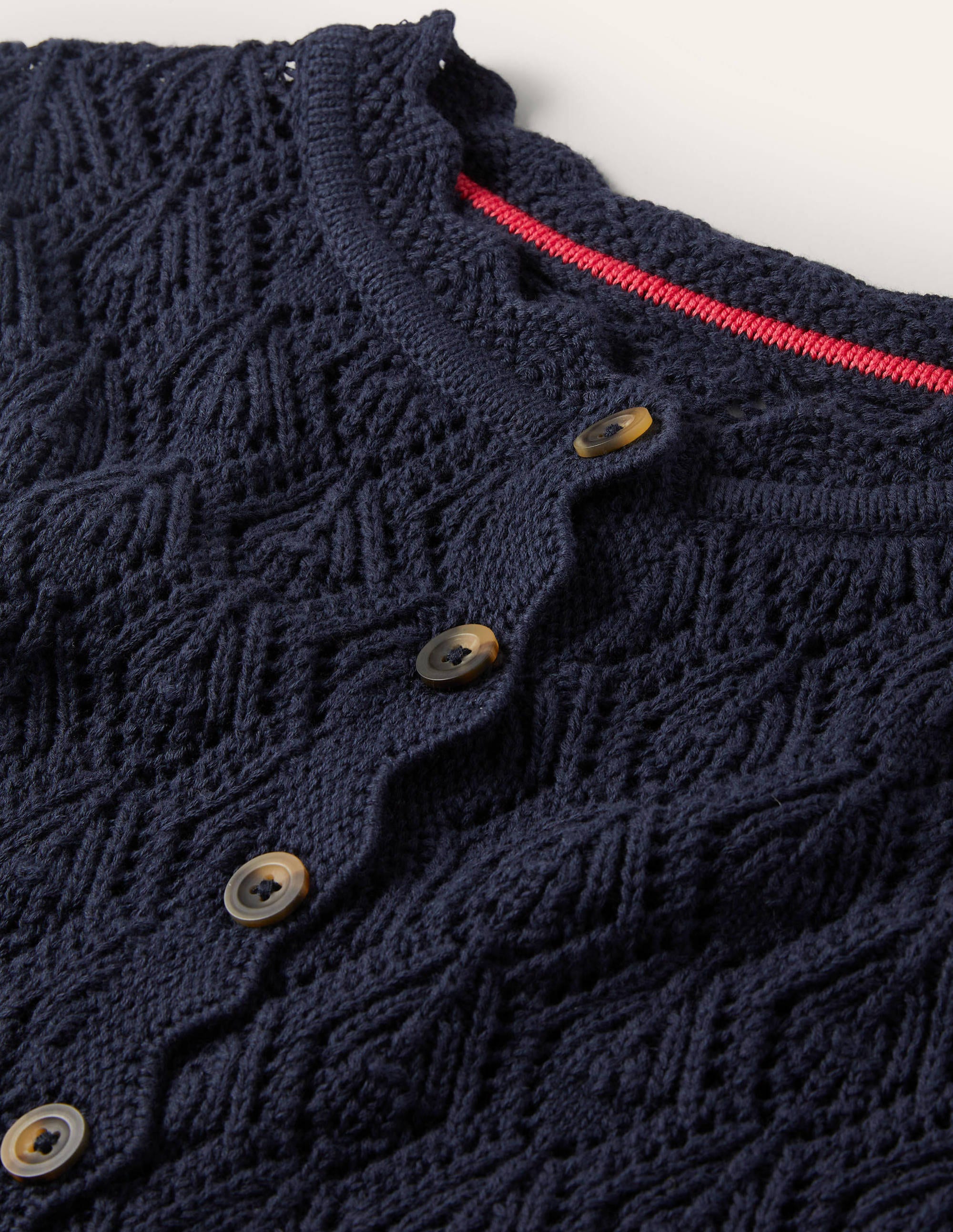 Gilet en crochet festonné-Bleu marine - Image 6