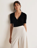 Ribbed Knitted T-shirt-Black