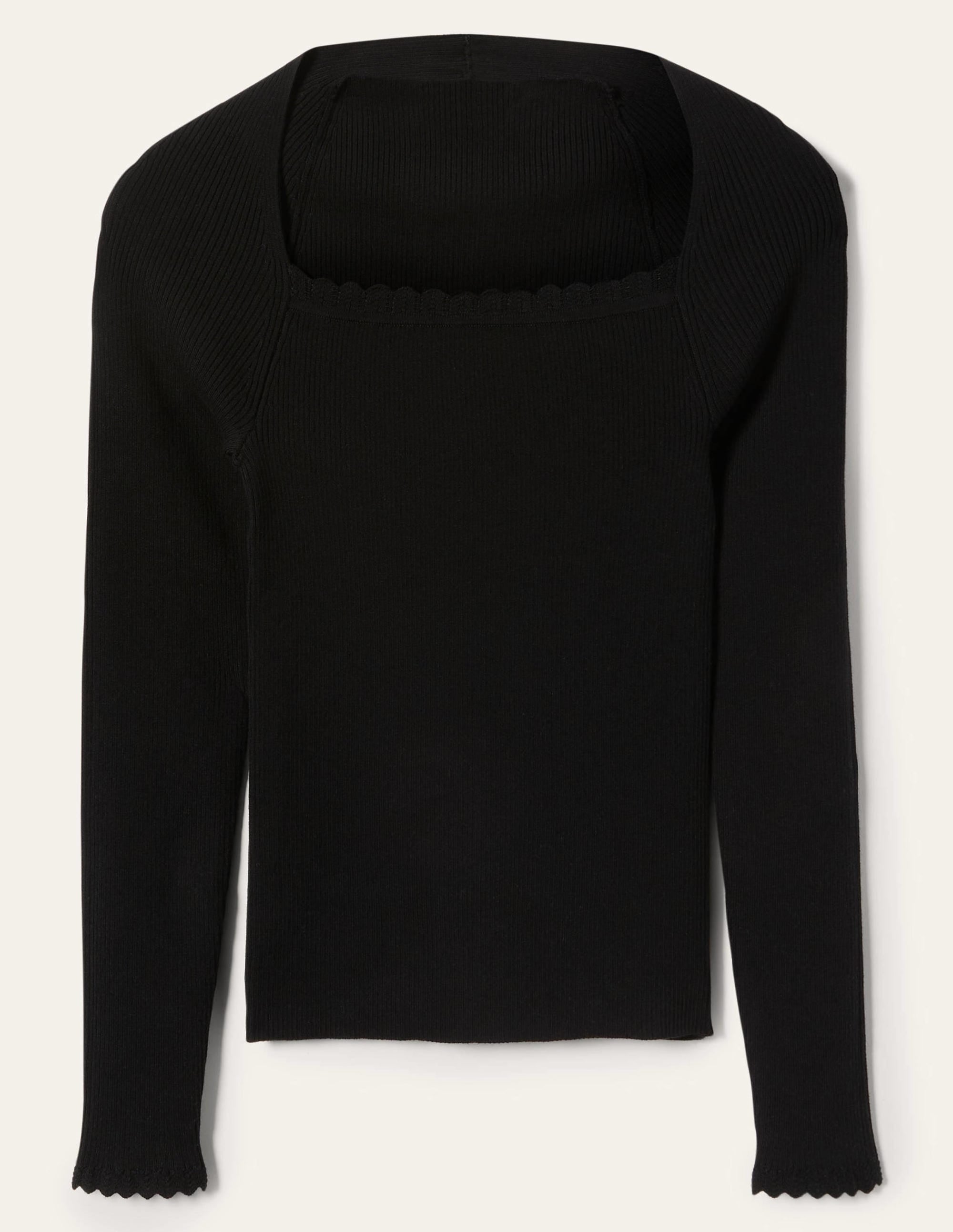 Rippstrickoberteil mit eckigem Ausschnitt-Schwarz - Image 6