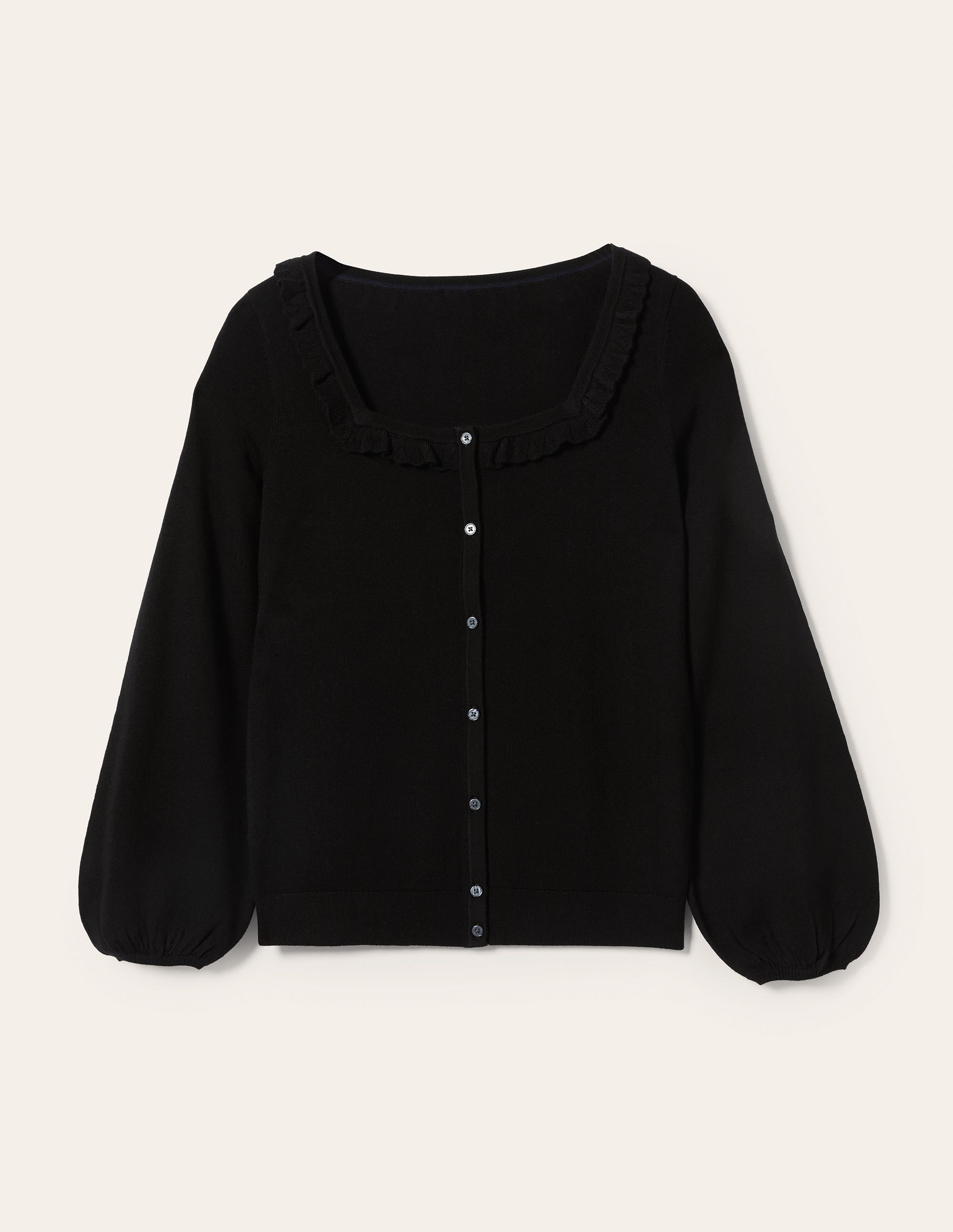 Square Neck Merino Cardigan-Black - Image 10