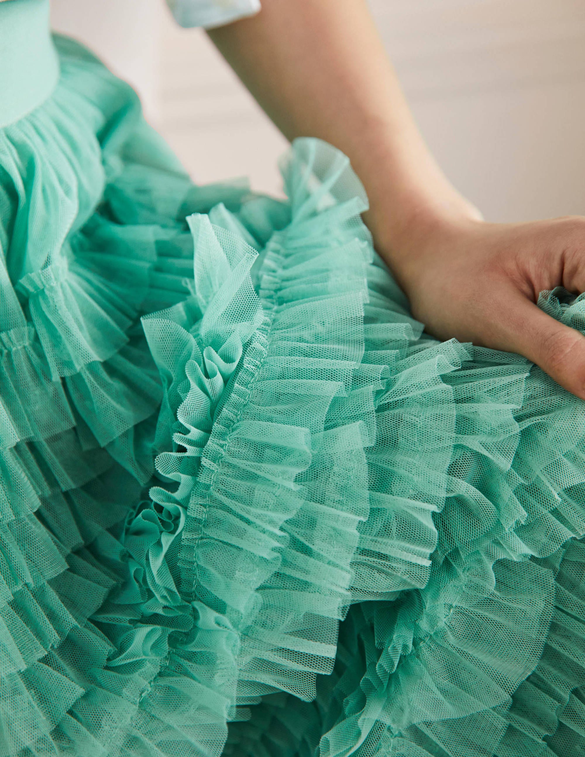 Jupe midi en tulle-Vert tendre - Image 11