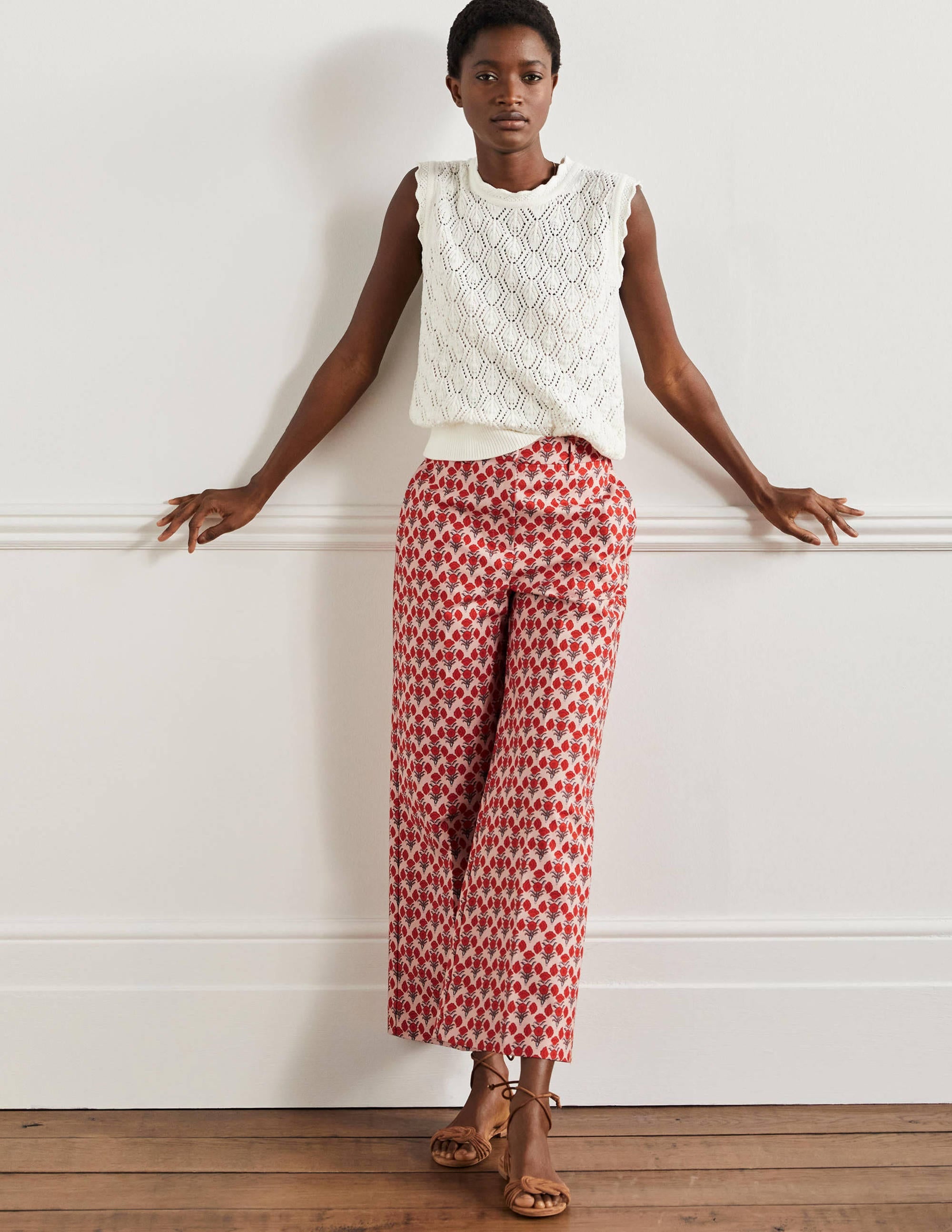 Richmond Hose mit hoher Taille-Milchshake, Geometrisches Blumenmuster - Image 1