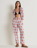 Turn Up Linen Trousers-Ivory, Poppy Bloom