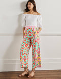 Gemusterte Leinenhose-Bunt, Blumenmuster