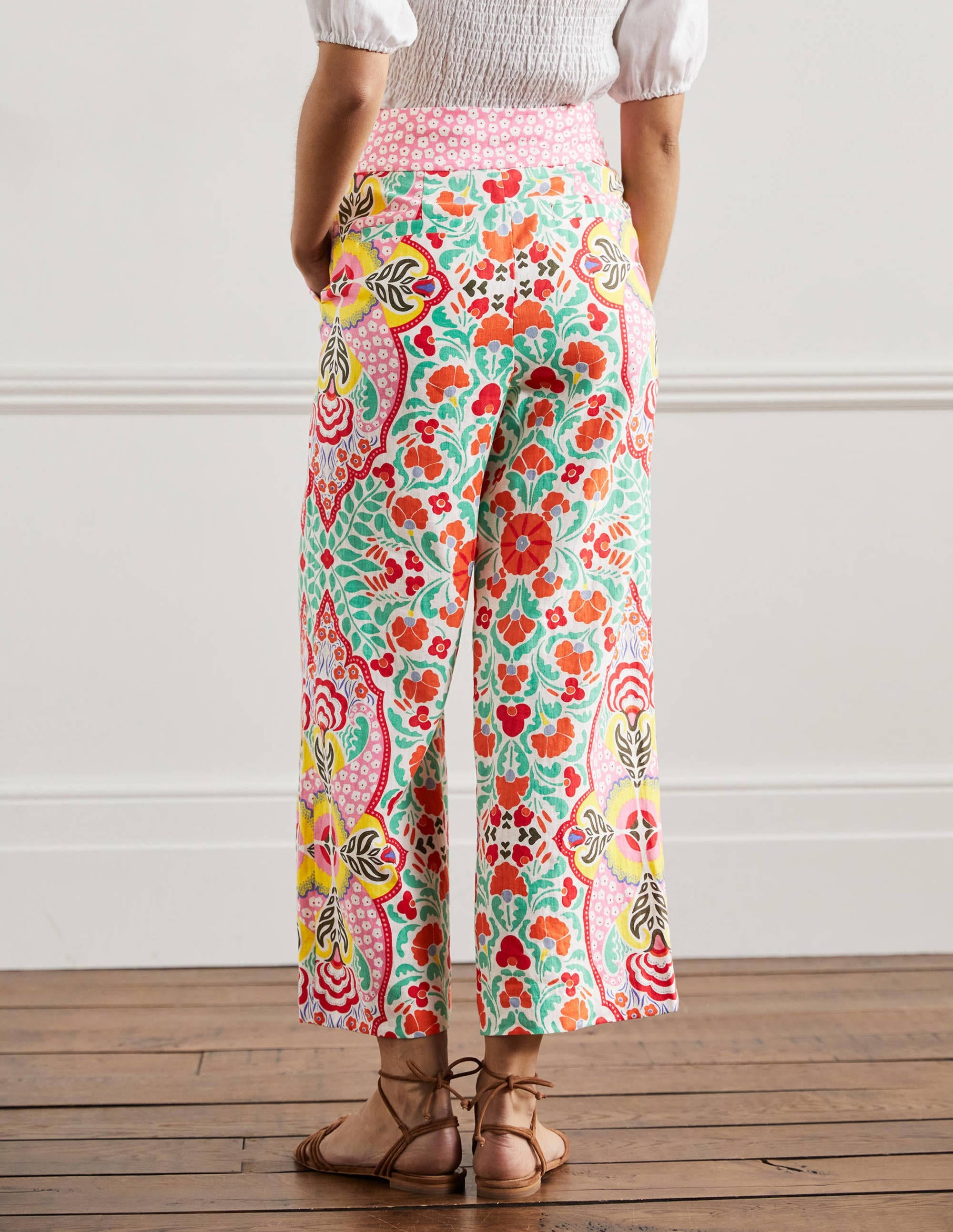 Gemusterte Leinenhose-Bunt, Blumenmuster - Image 3