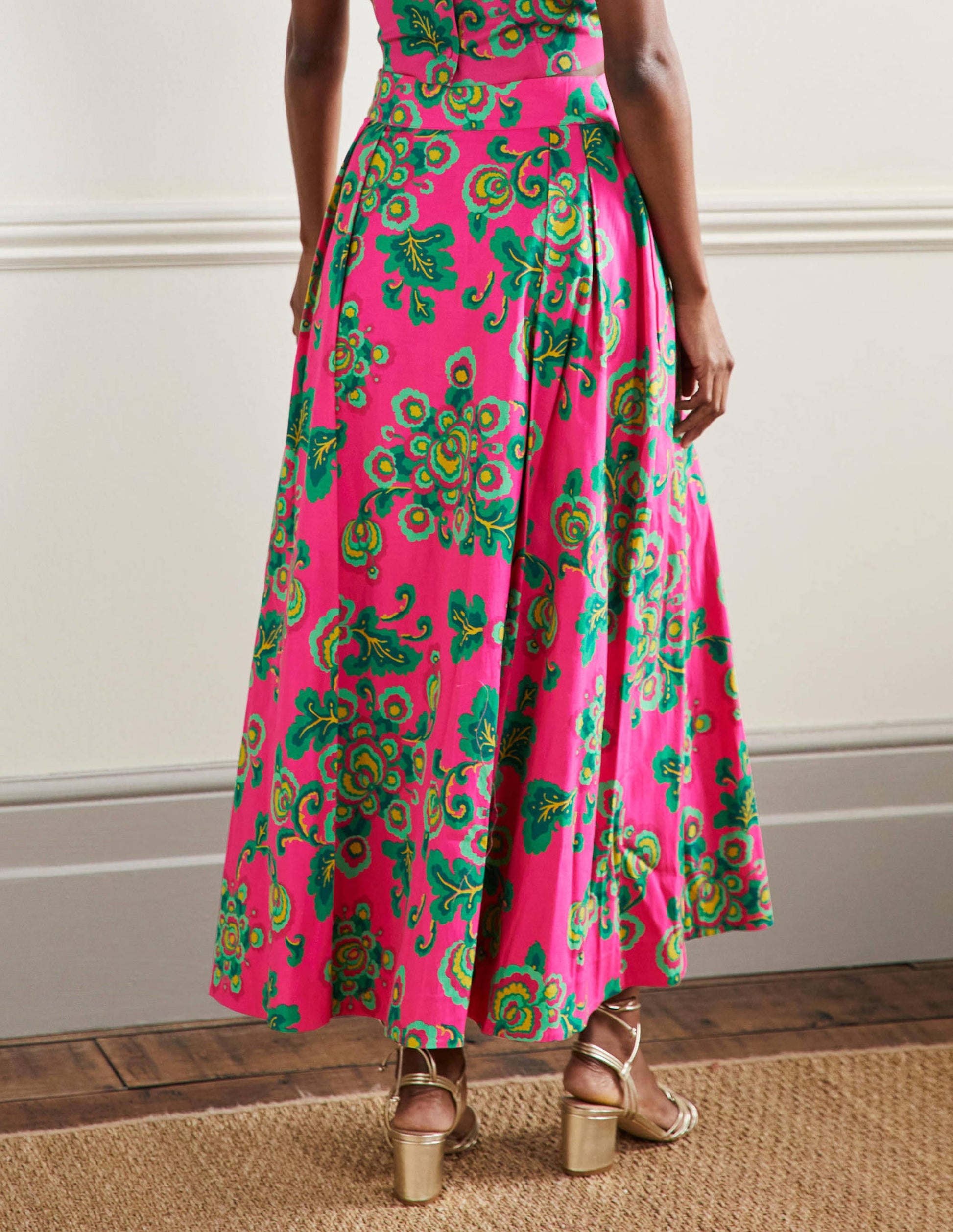 Scarlett Gemusterter Midirock-Pink, Wildblumen-3
