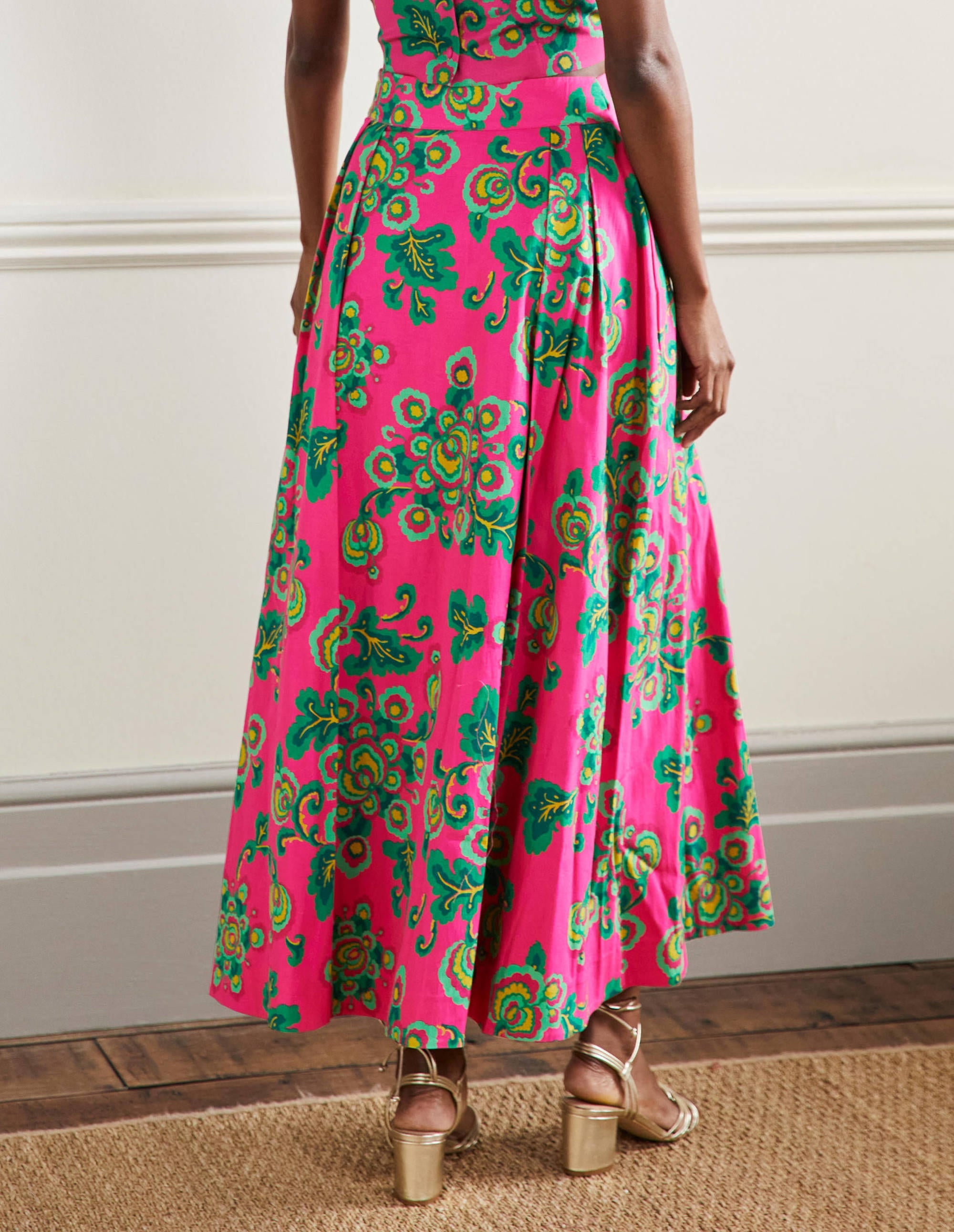 Scarlett Gemusterter Midirock-Pink, Wildblumen - Image 3