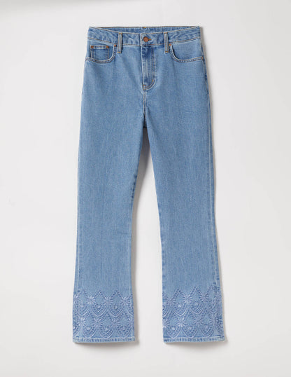 7/8-Jeans mit Schlag-Helles Vintageblau, Stickerei-6