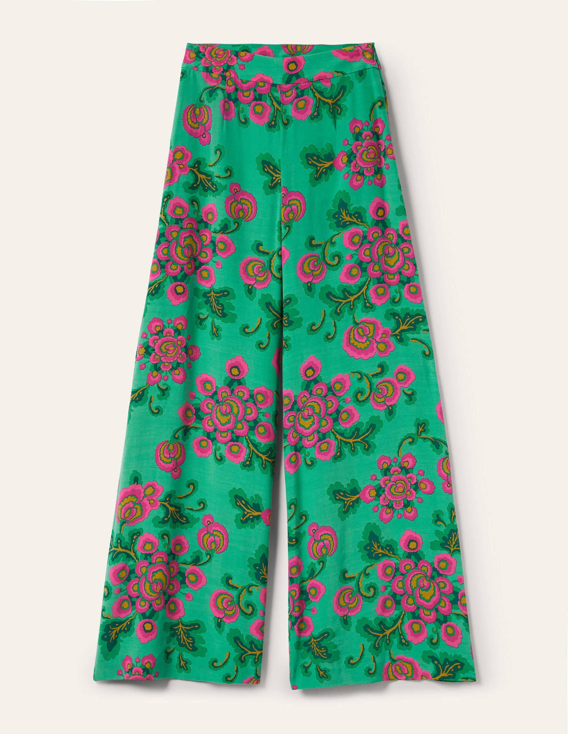 Zoe Palazzo-Hose mit weitem Bein-Ming-Grün, Wildblumen-7