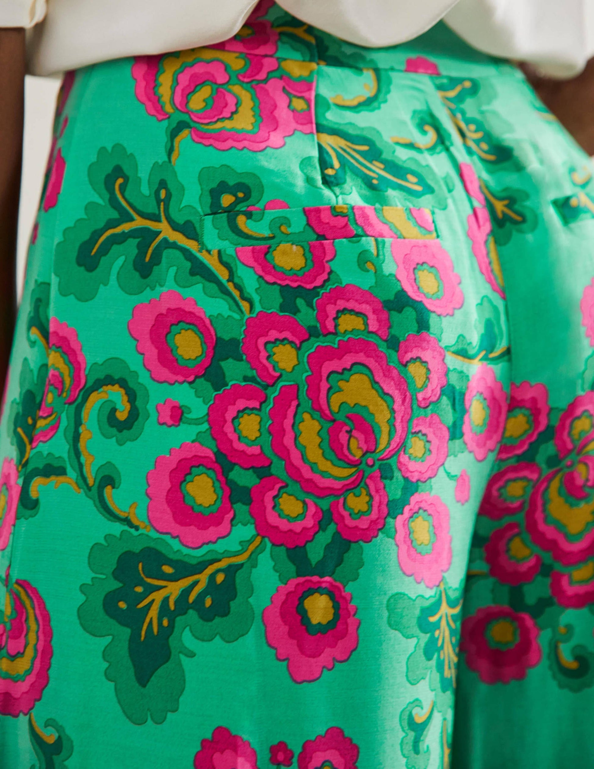 Zoe Palazzo-Hose mit weitem Bein-Ming-Grün, Wildblumen-2