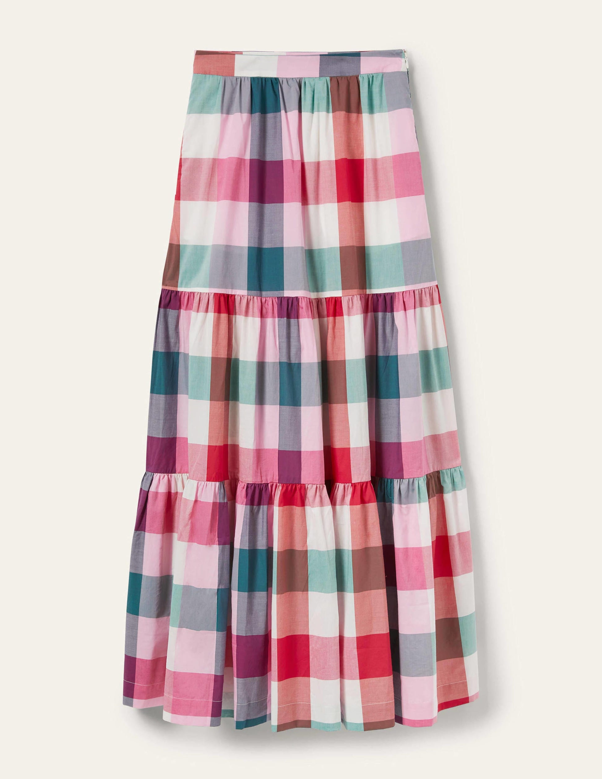 Lorna Stufenrock in Maxilänge-Bonbonrosa/Sattes Pink, Kariert-5