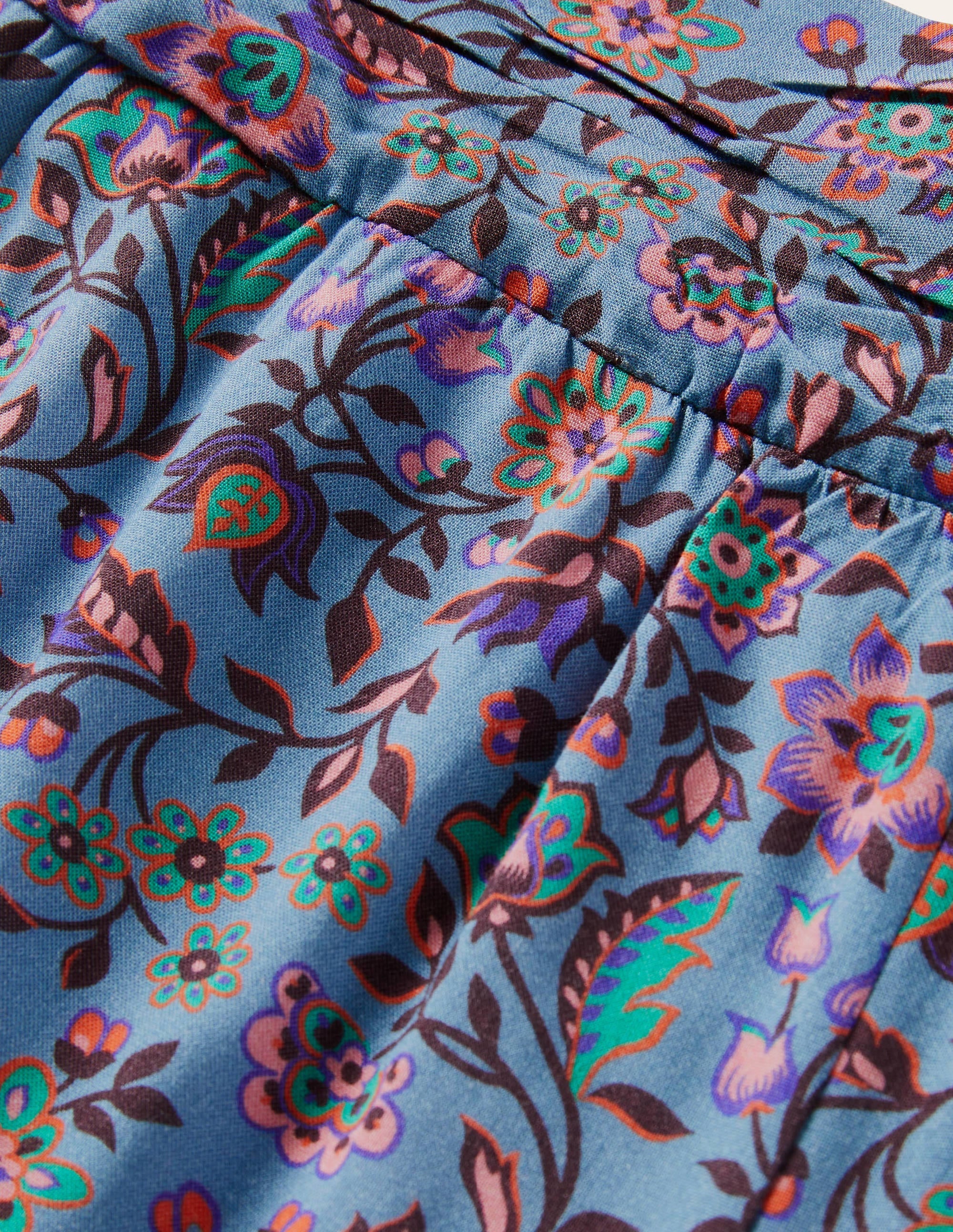 Shorts mit gerafftem Taillenbund-Graublau, Orientalische Wiese - Image 5