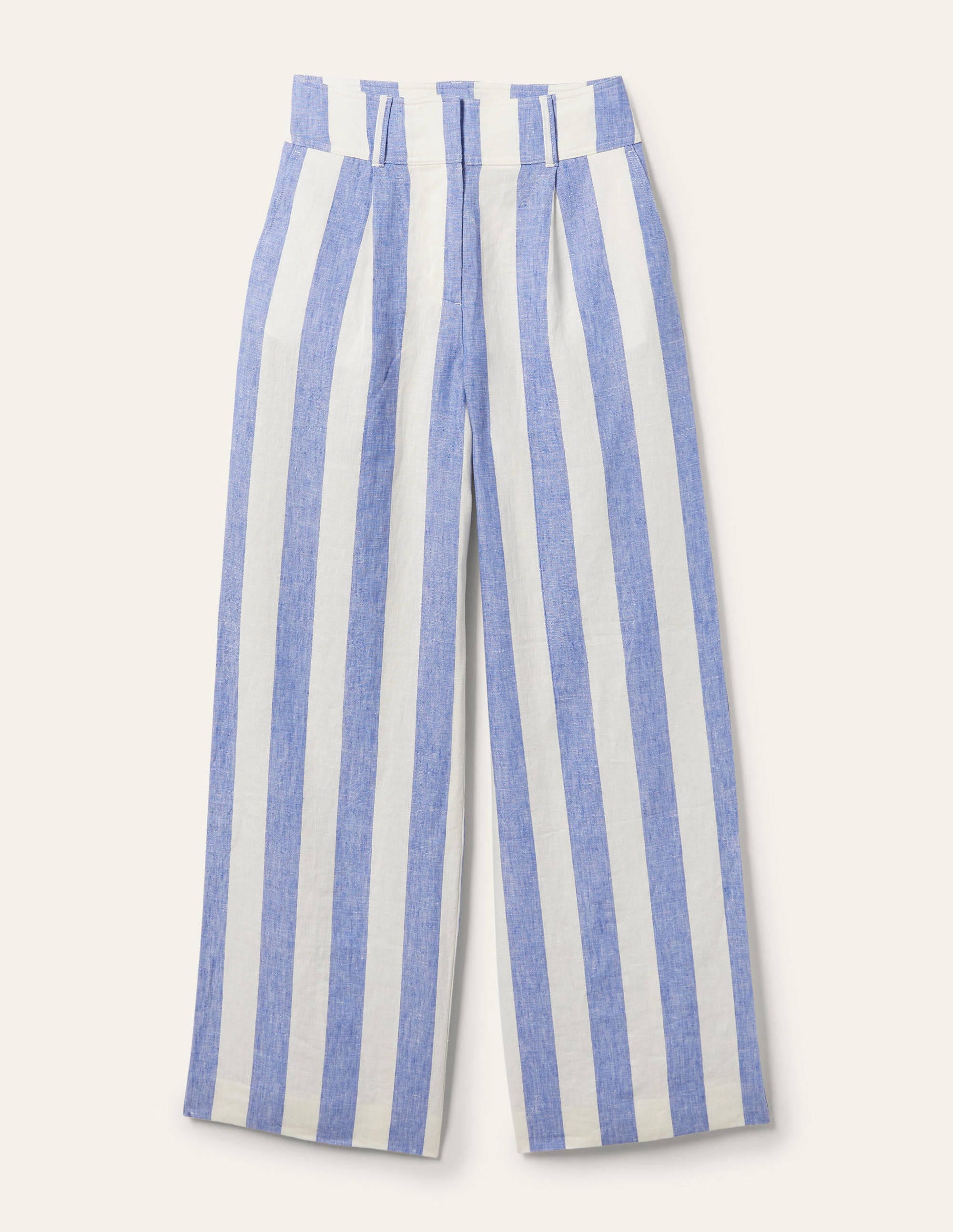 Leinenhose mit weitem Bein-Glockenblumenblau/Naturweiß, Gestreift - Image 6