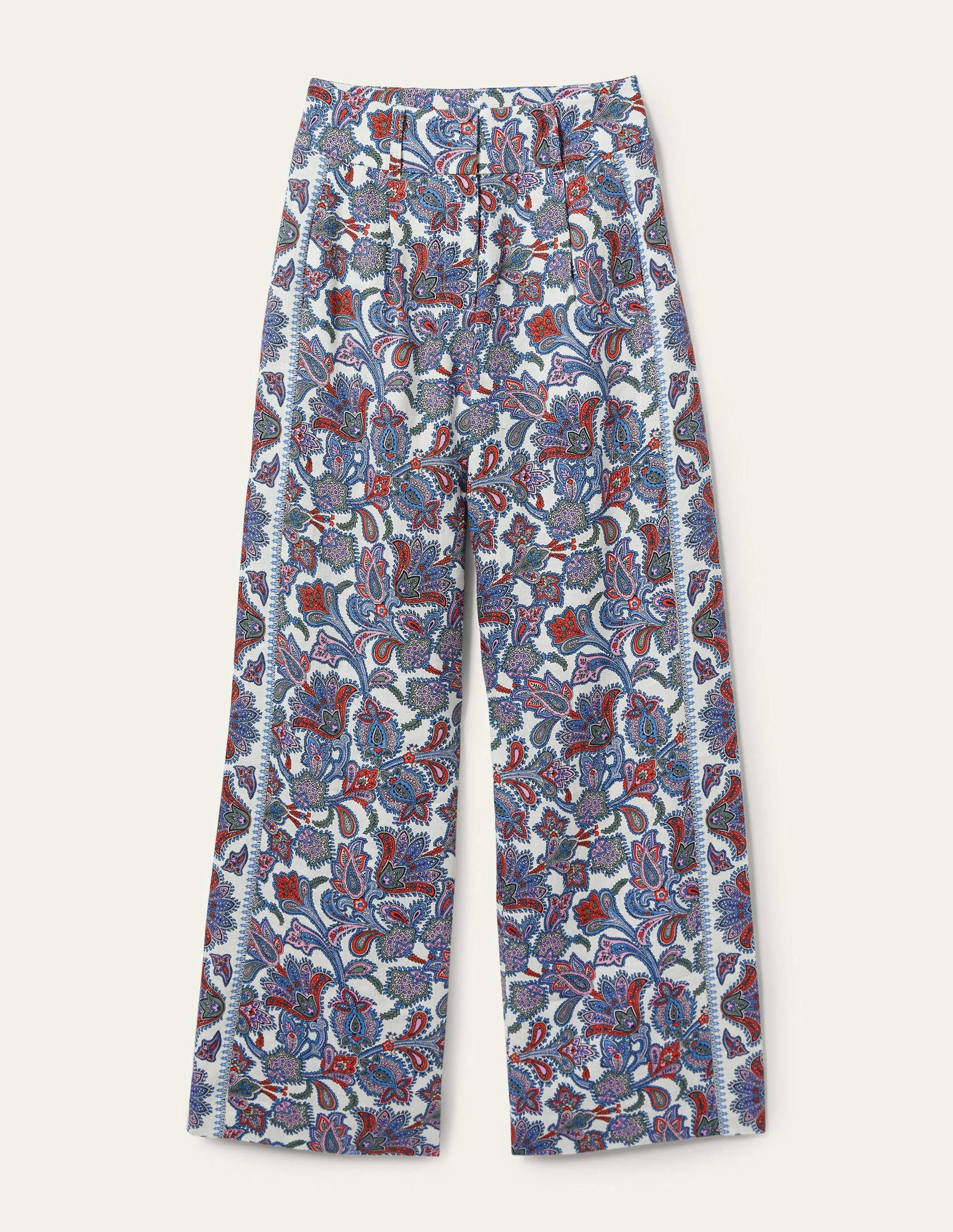 Pantalon large en lin-Multi, motif Paisley Bud-5