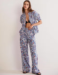 Pantalon large en lin-Multi, motif Paisley Bud