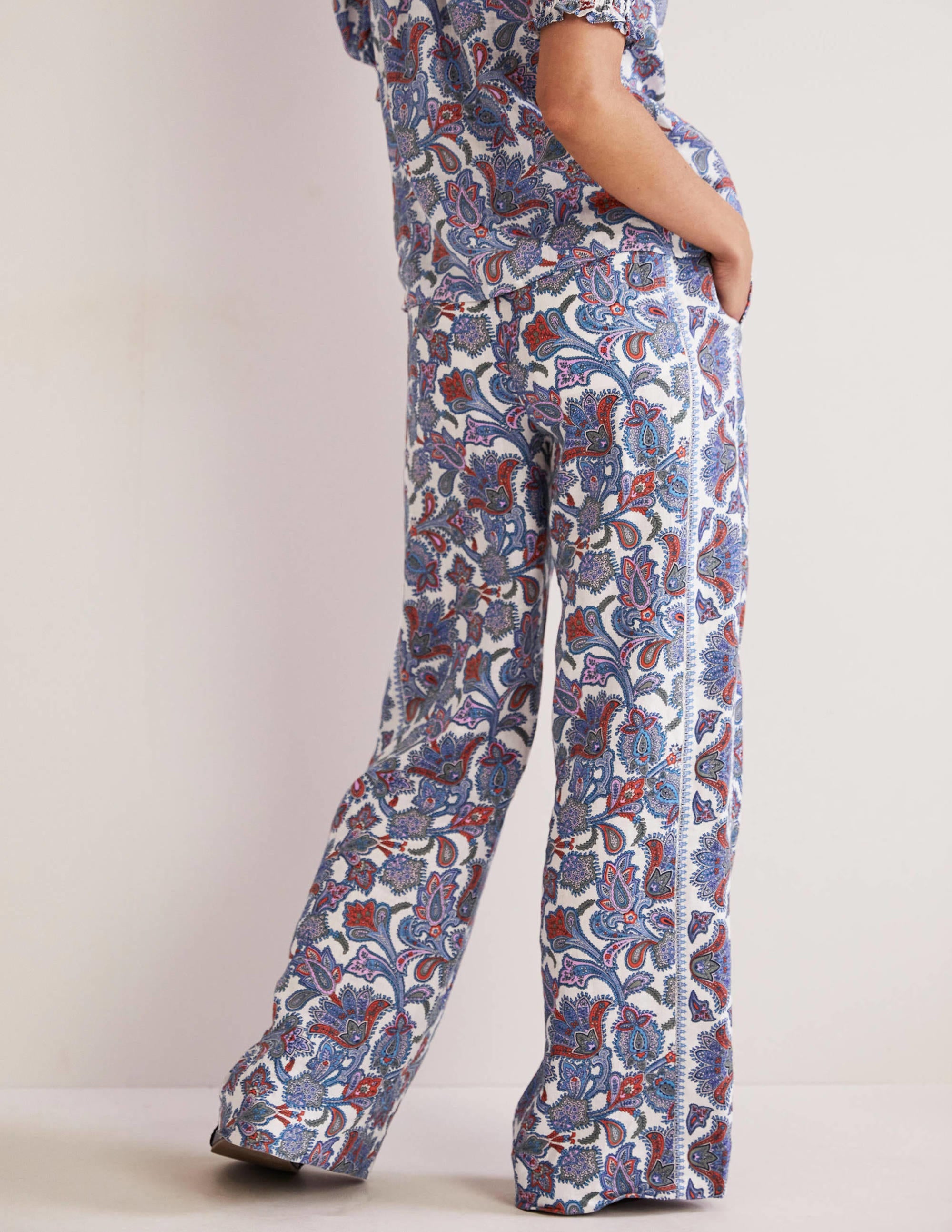 Pantalon large en lin-Multi, motif Paisley Bud - Image 3