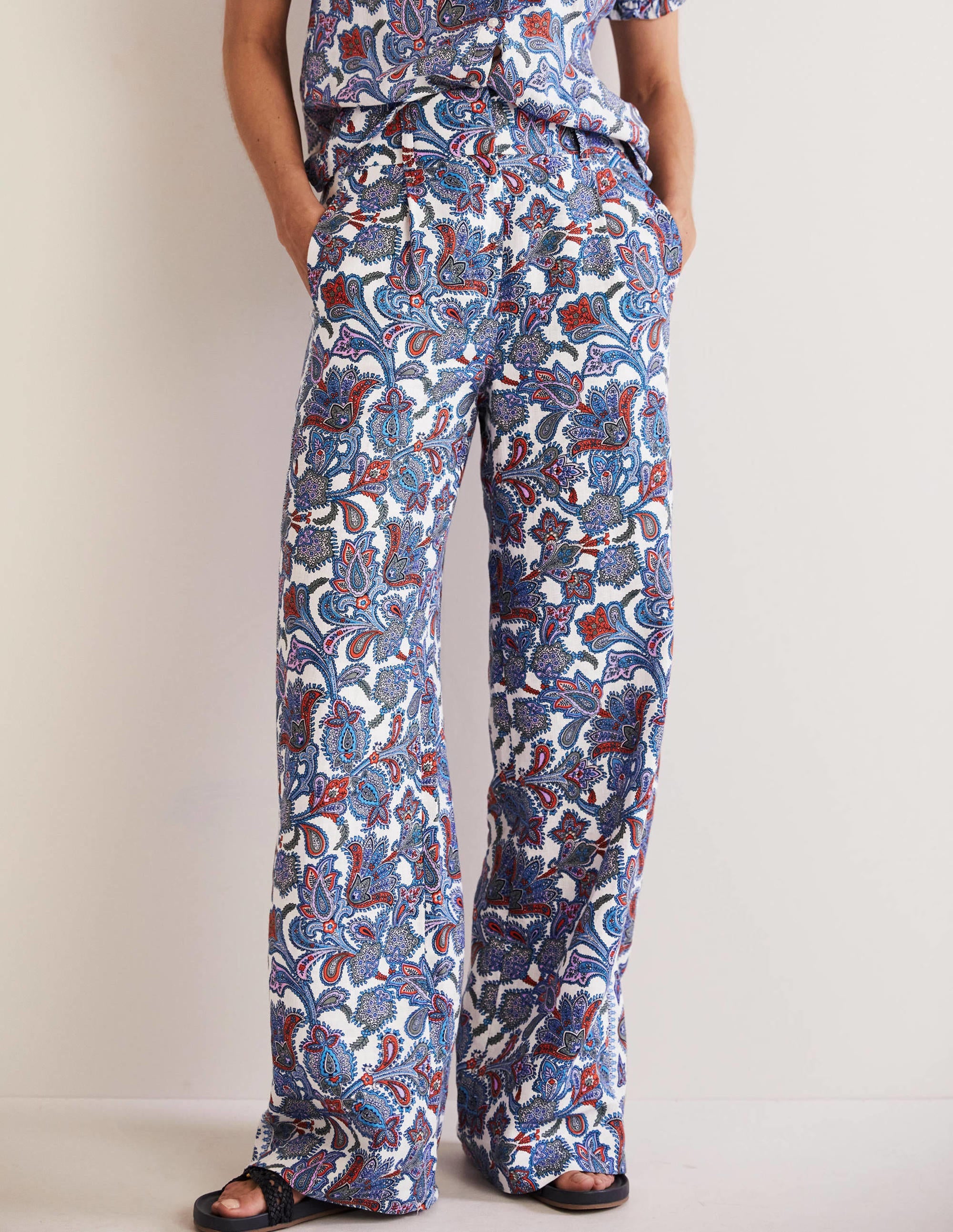 Pantalon large en lin-Multi, motif Paisley Bud - Image 4