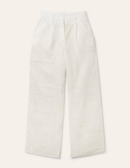 Leinenhose mit weitem Bein-Weiß