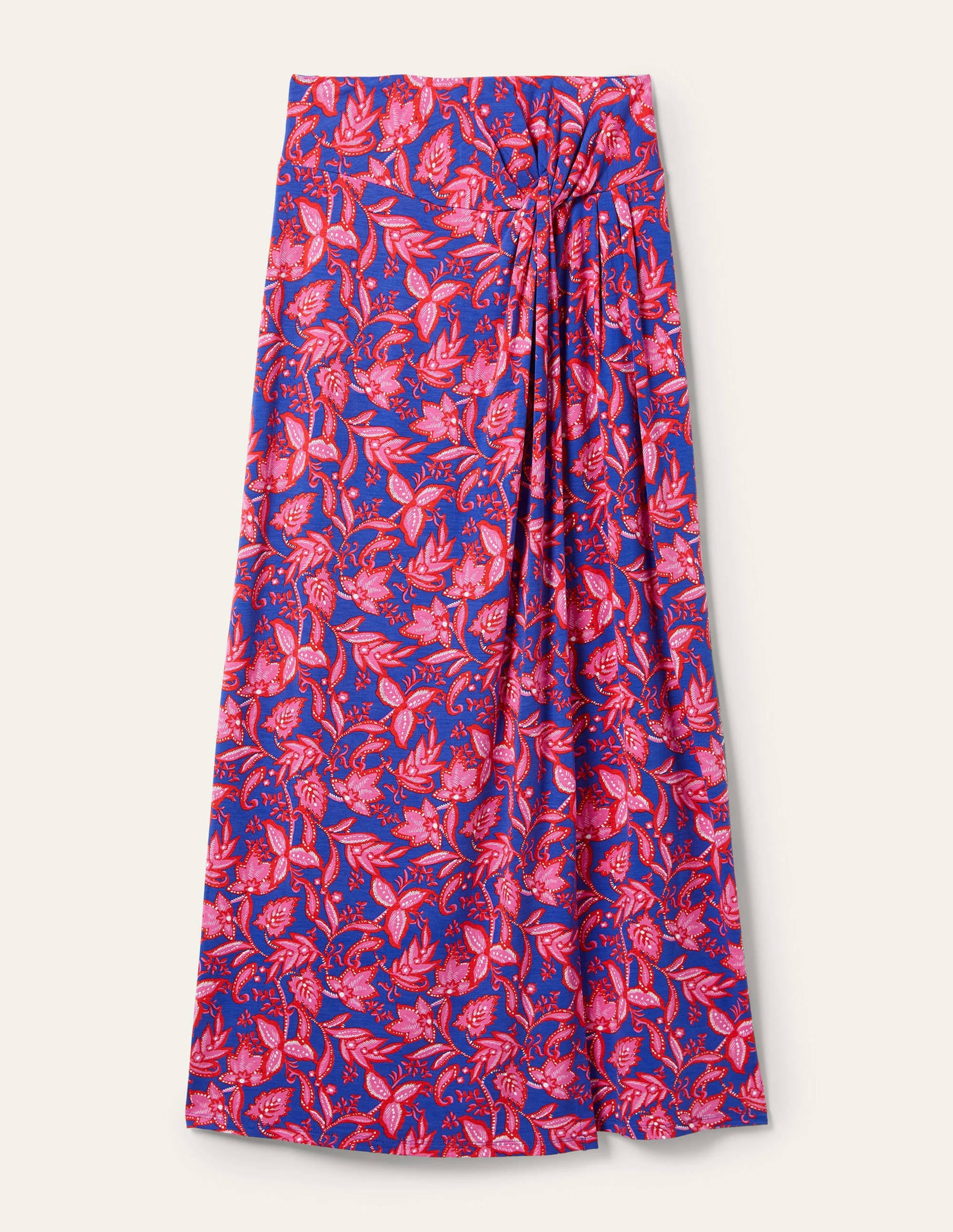 Jersey-Midirock mit Knotendetail an der Taille-Erdbeer-Daiquiri, Blumen - Image 5