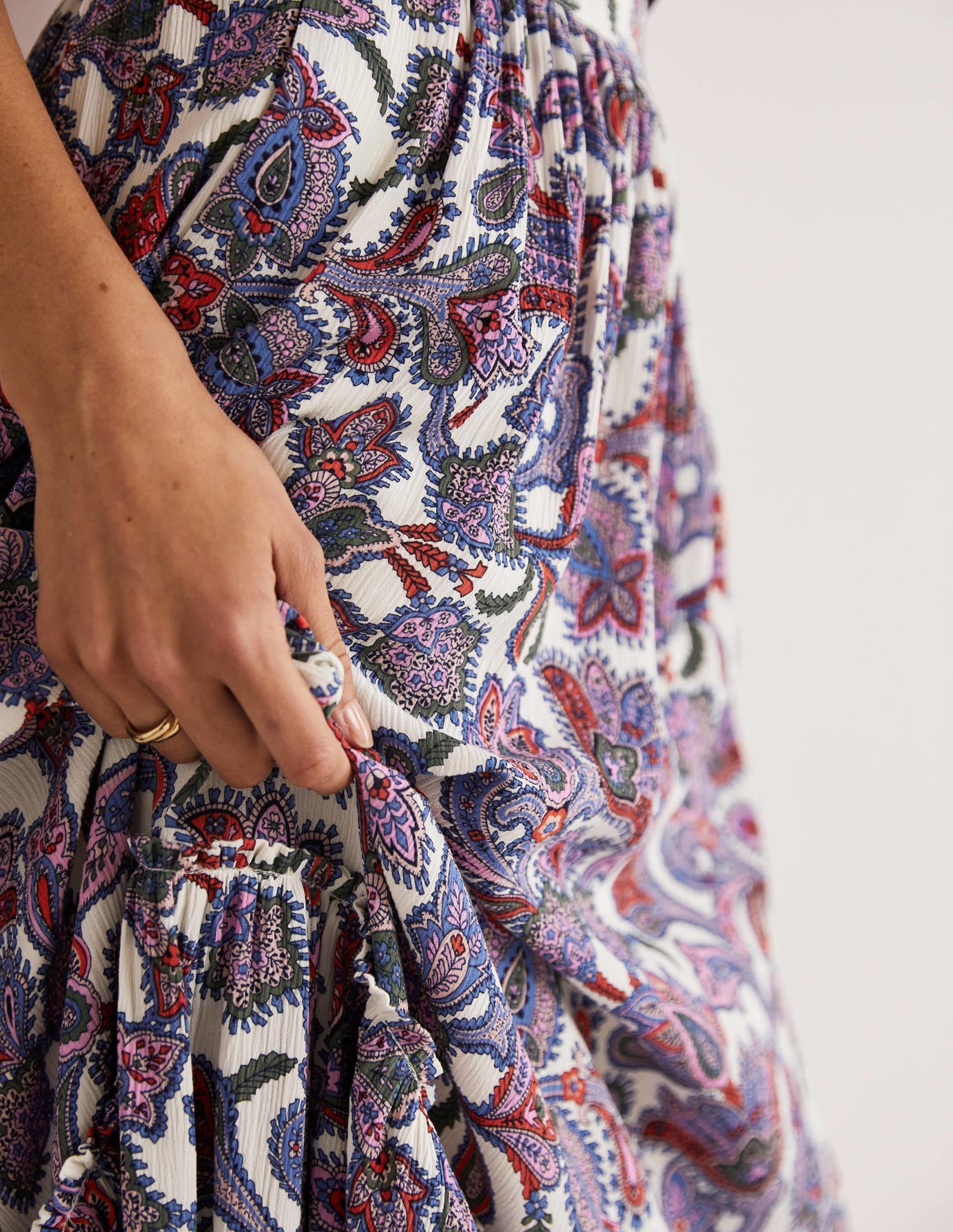 Grace Crinkle Maxi Skirt-Ivory, Paisley Bud - Image 2