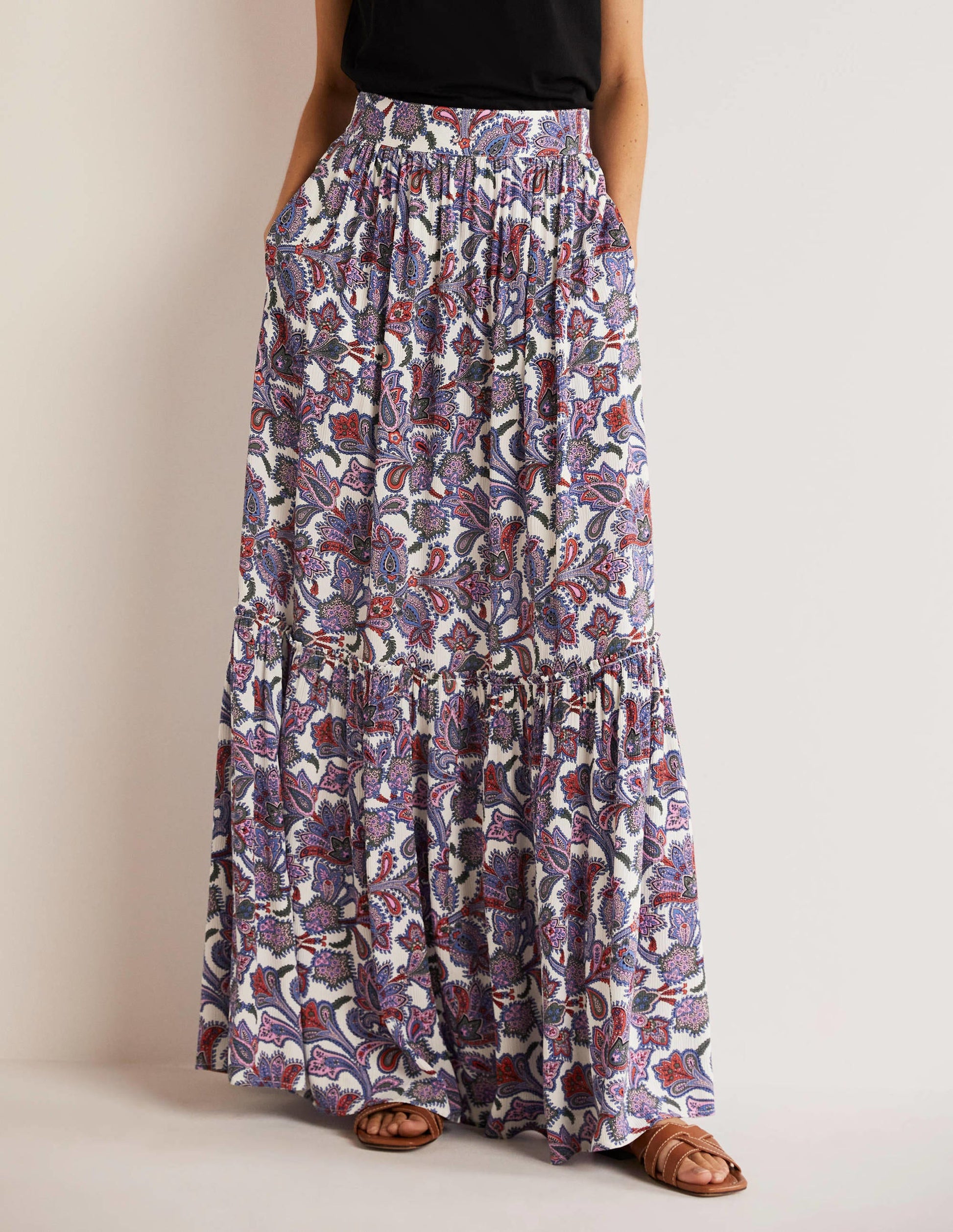 Grace Crinkle Maxi Skirt-Ivory, Paisley Bud-4