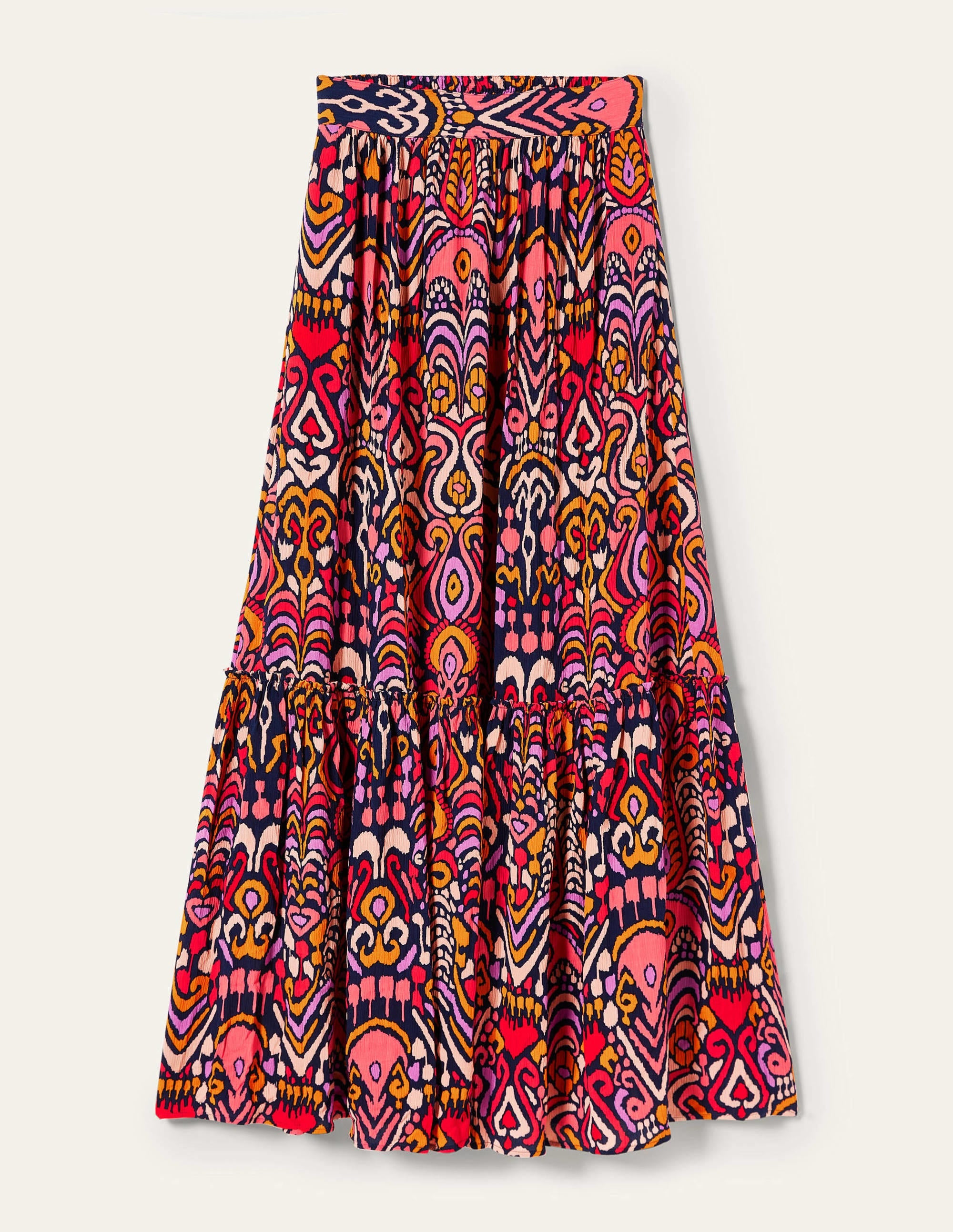Grace Crinkle-Maxirock-Französisches Navy, Ikat-Muster - Image 5