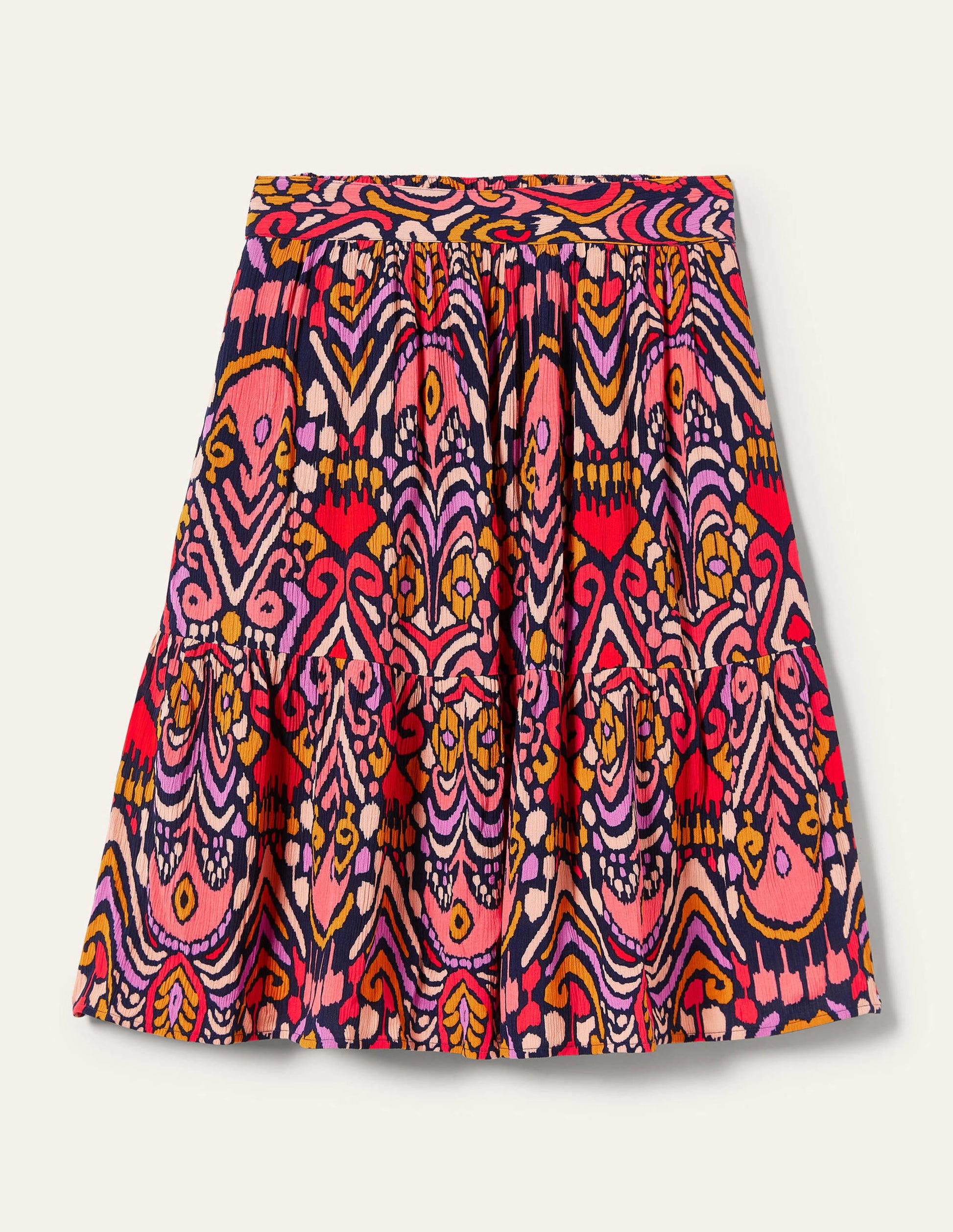 Grace Crinkle-Minirock-Französisches Navy, Ikat-Muster-6