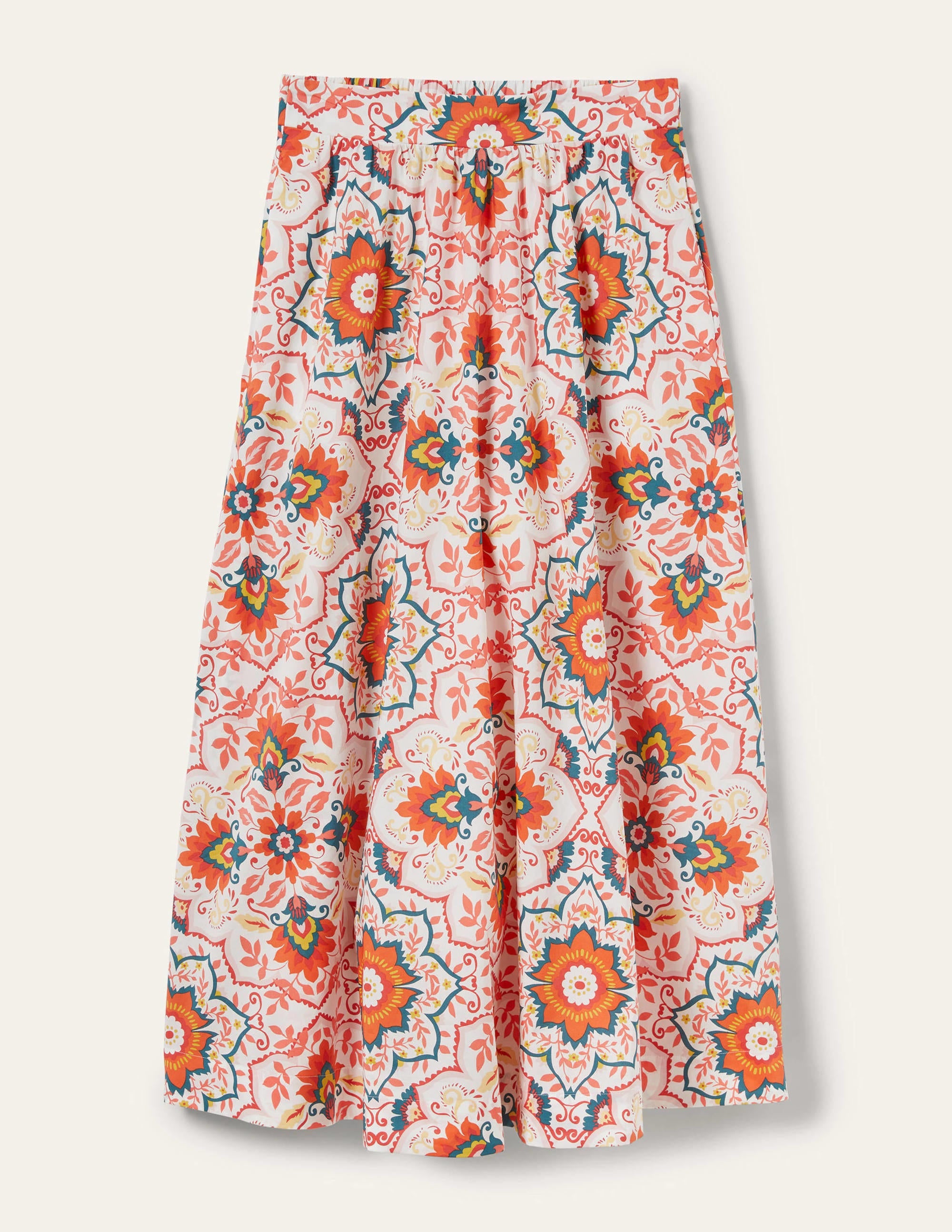 Pull On Cotton Midi Skirt-Multi, Bloomsbury - Image 5