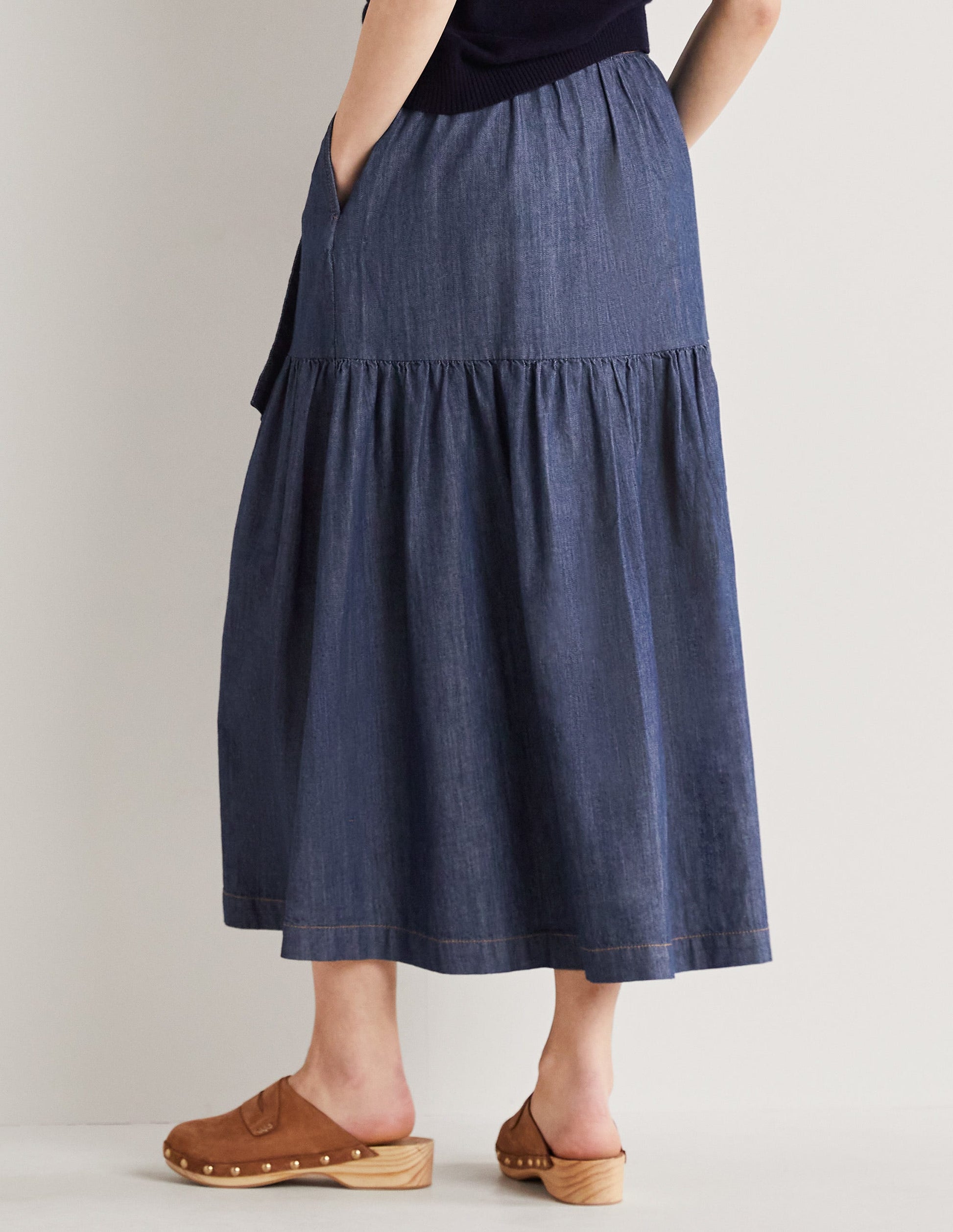 Tiered Belted Midi Skirt-Mid Vintage Denim-3
