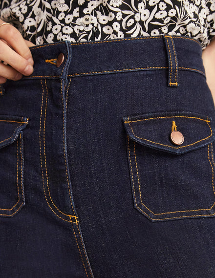 Ausgestellte Hose mit hoher Taille-Indigoblau