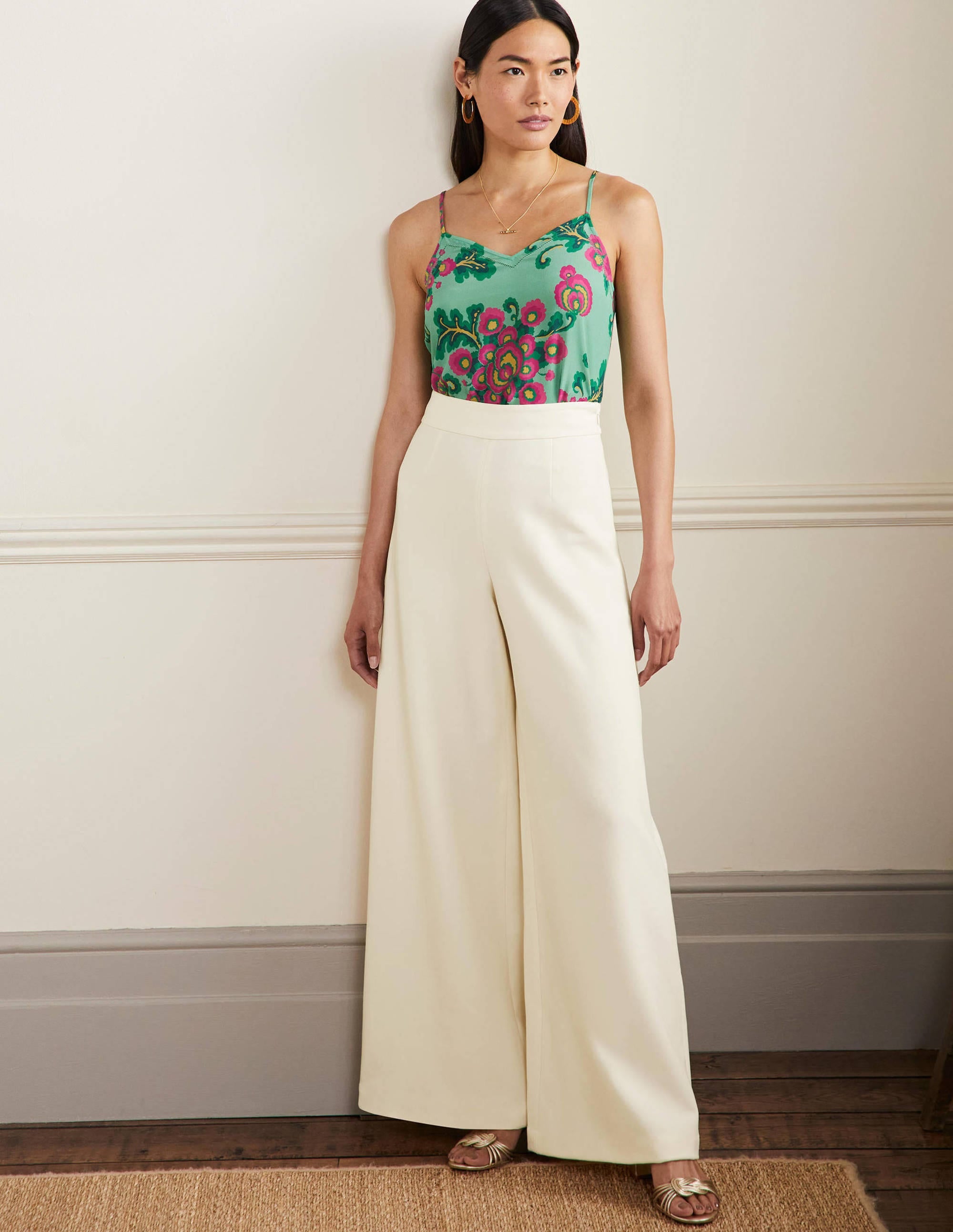 Pantalon palazzo taille haute-Ivoire - Image 5