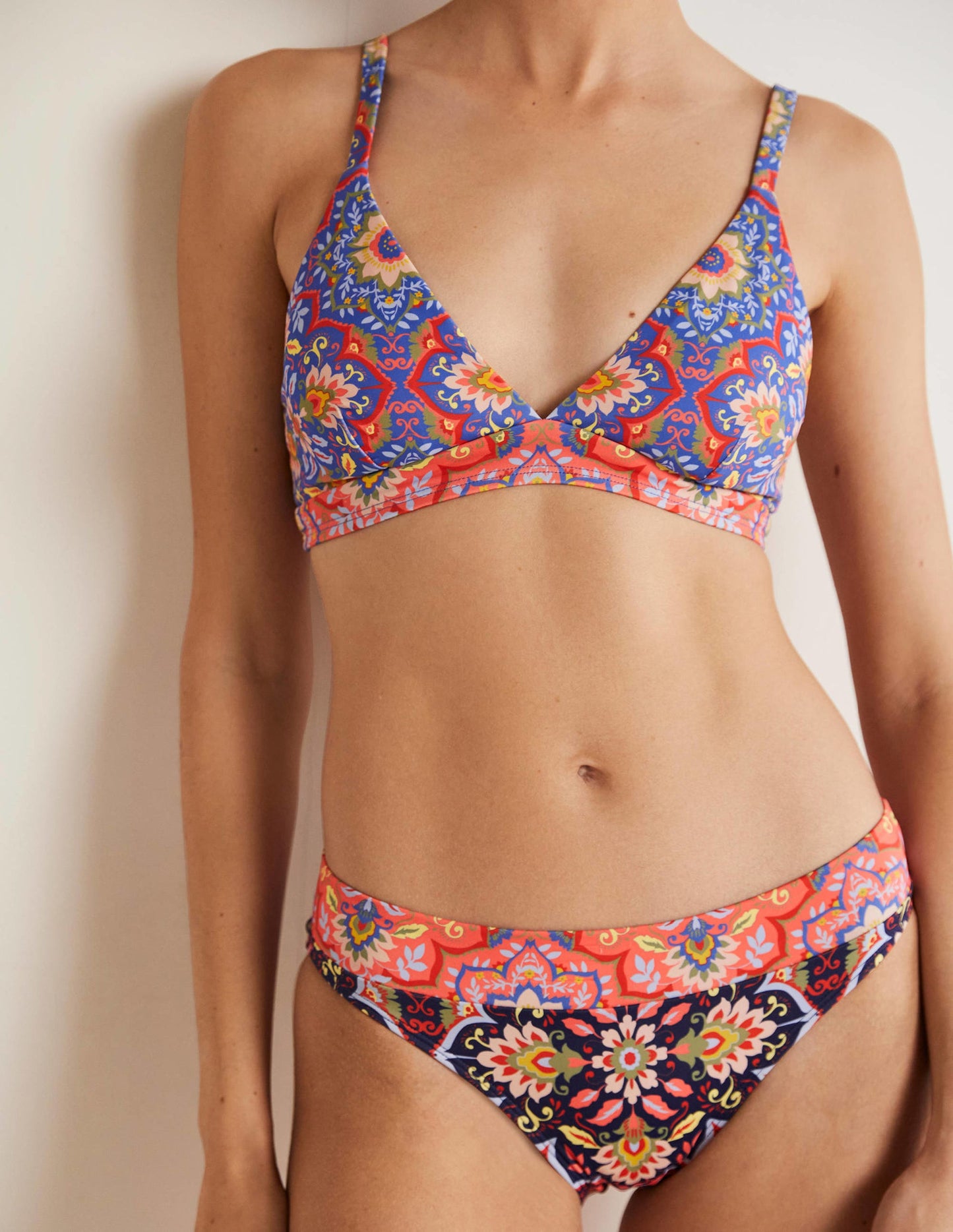 Arezzo Bikinioberteil mit V-Ausschnitt-Französisches Navy, Bloomsbury-Muster