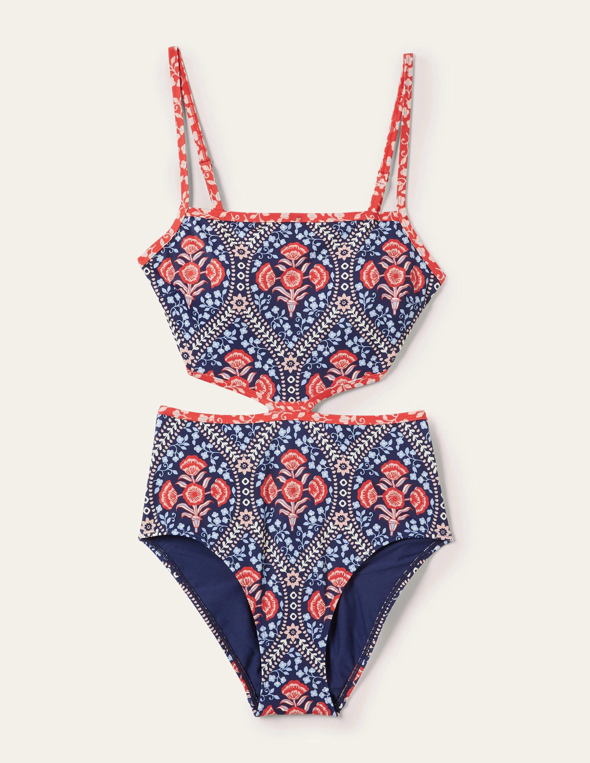 Maillot de bain Alba à découpes-Bleu marine foncé, motif Poppy Garden - Image 7