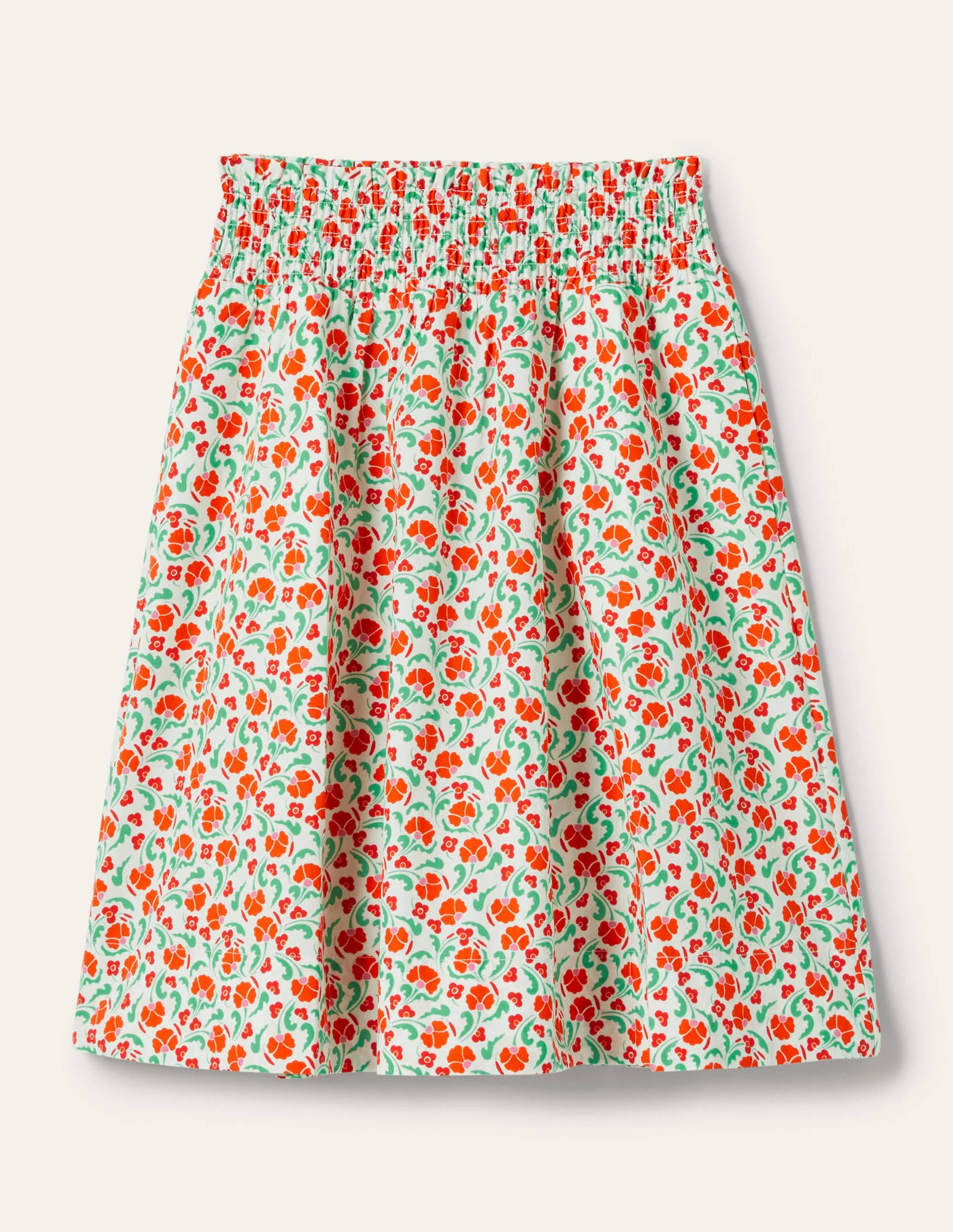 Jupe en coton à taille froncée-Papaye vif, motif Delicate Bud - Image 6