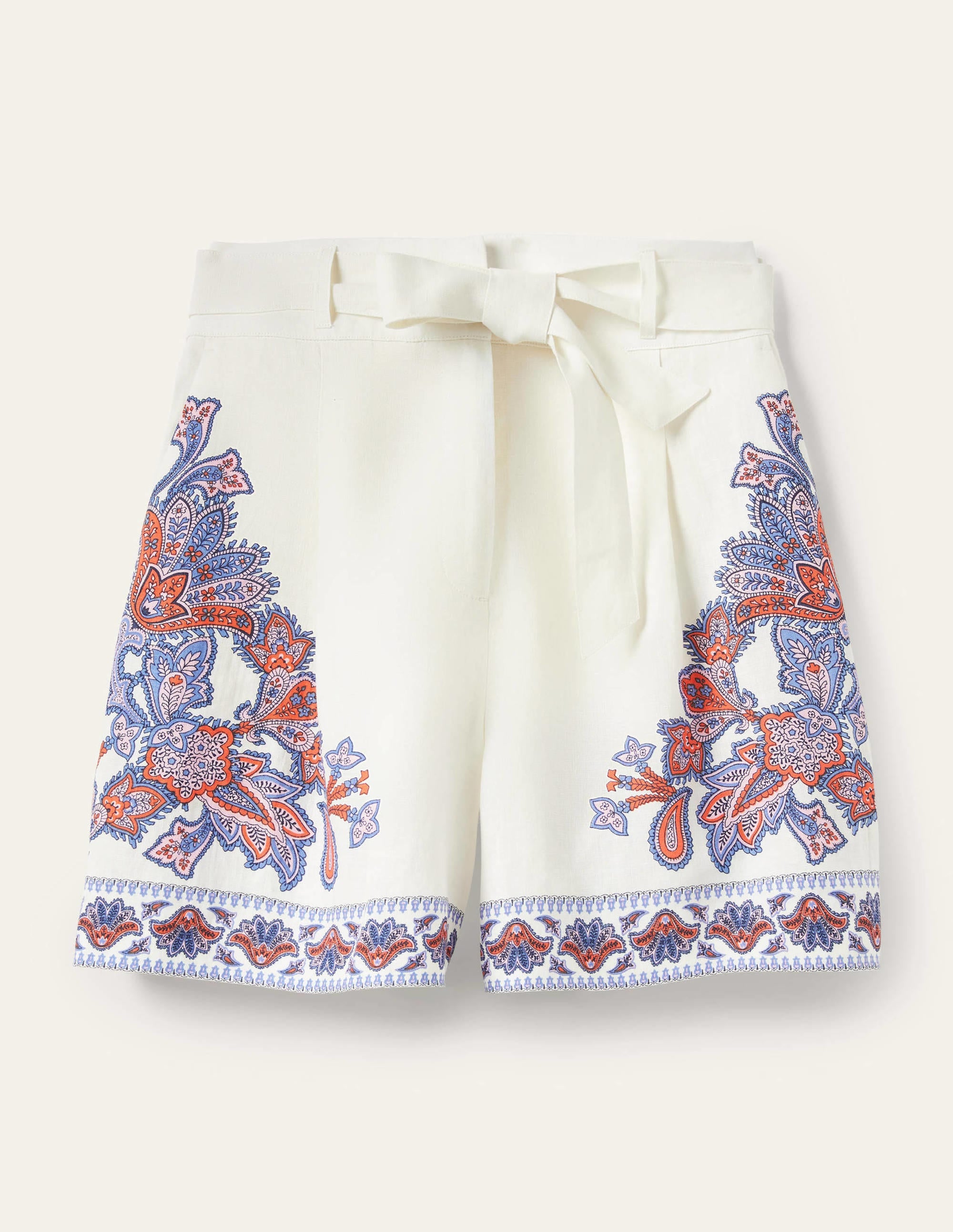Paperbag-Leinenshorts-Naturweiß, Paisley-Knospen - Image 6