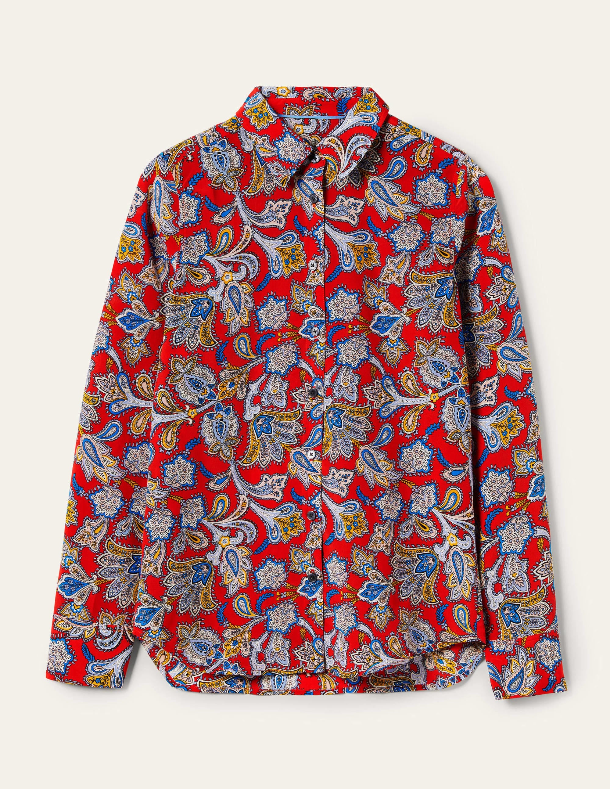 Chemise en soie-Rouge aurore, motif Paisley Bud - Image 7