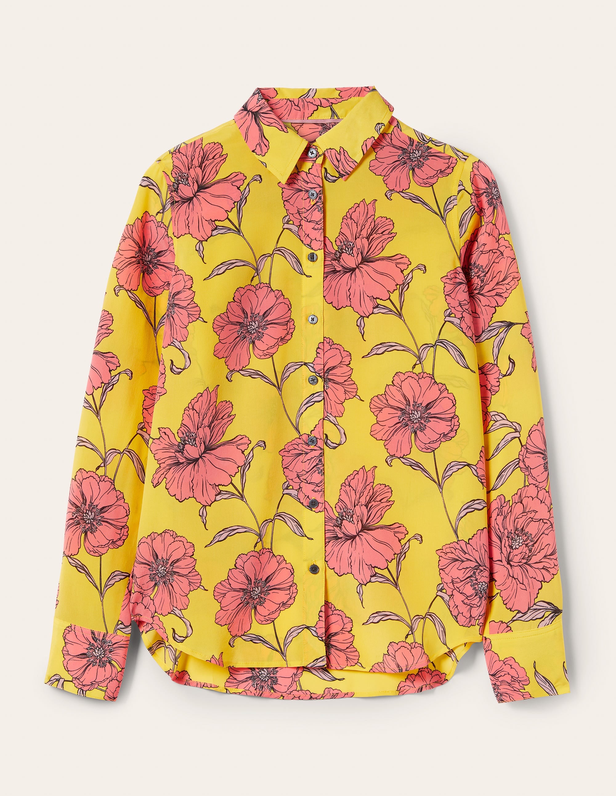 Chemise en soie-Citron pétillant, motif Peony Bloom - Image 6