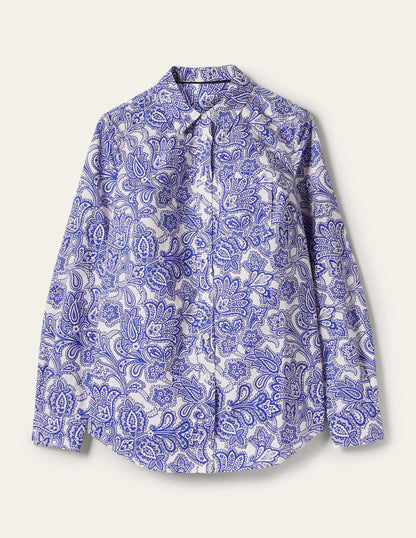 Klassisches Baumwollhemd-Meeresblau, Paisley-Knospen-6