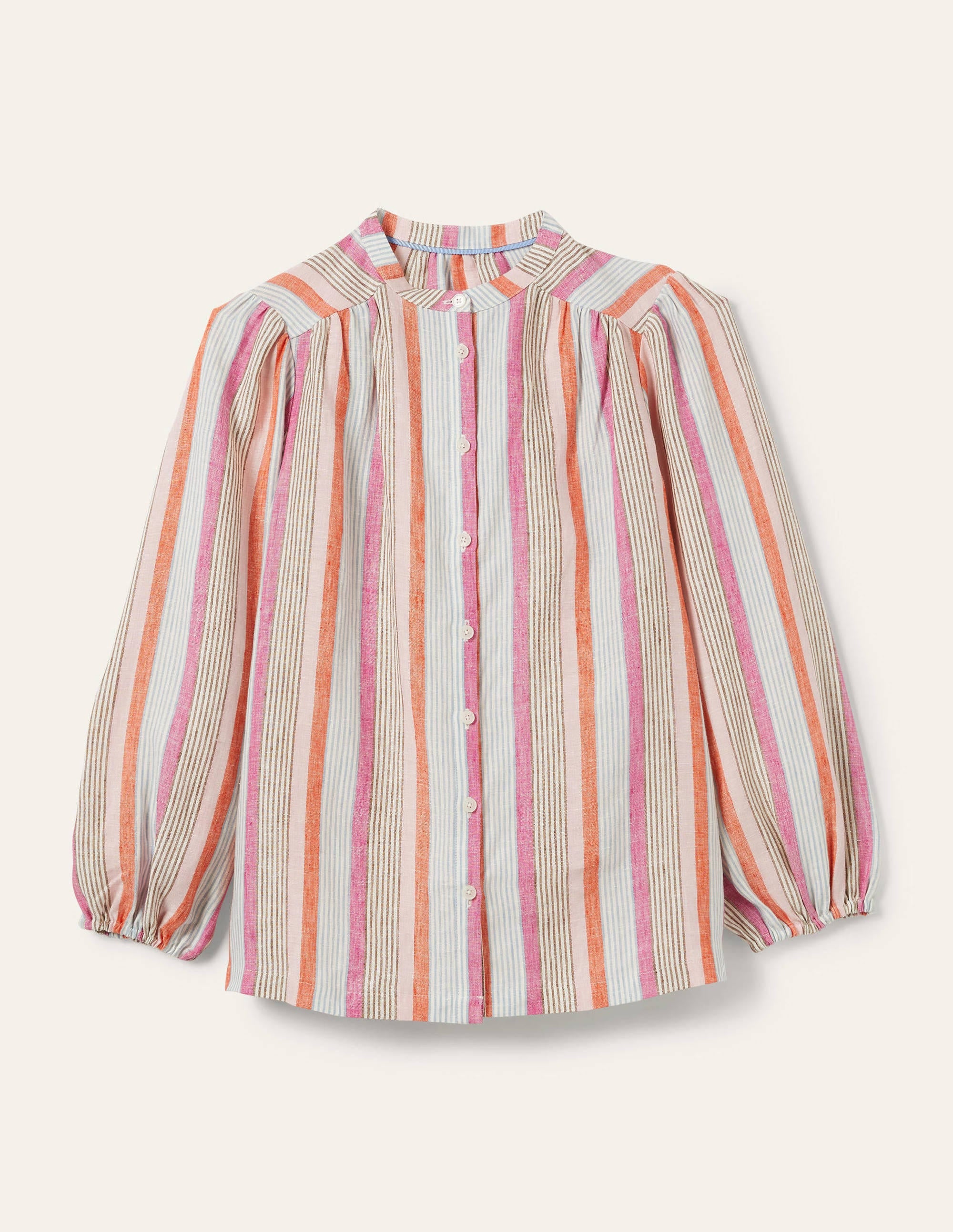 Blouse Becky manches longues en lin-Rayé pétard/rose camée - Image 7