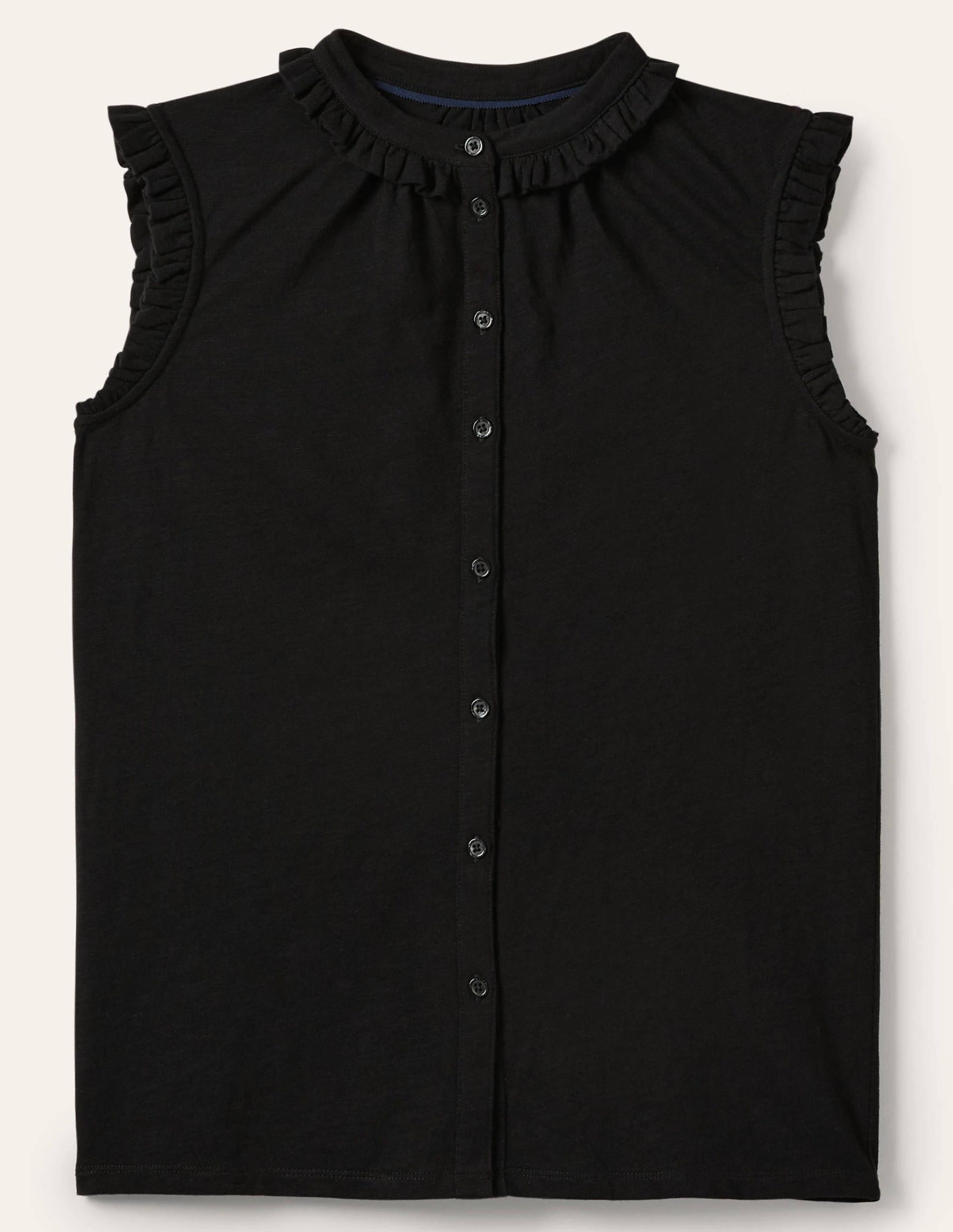 Chemise Daphne sans manches volantée-Noir-5