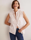 Chemise Daphne sans manches volantée-Milkshake, motif Paisley Bud